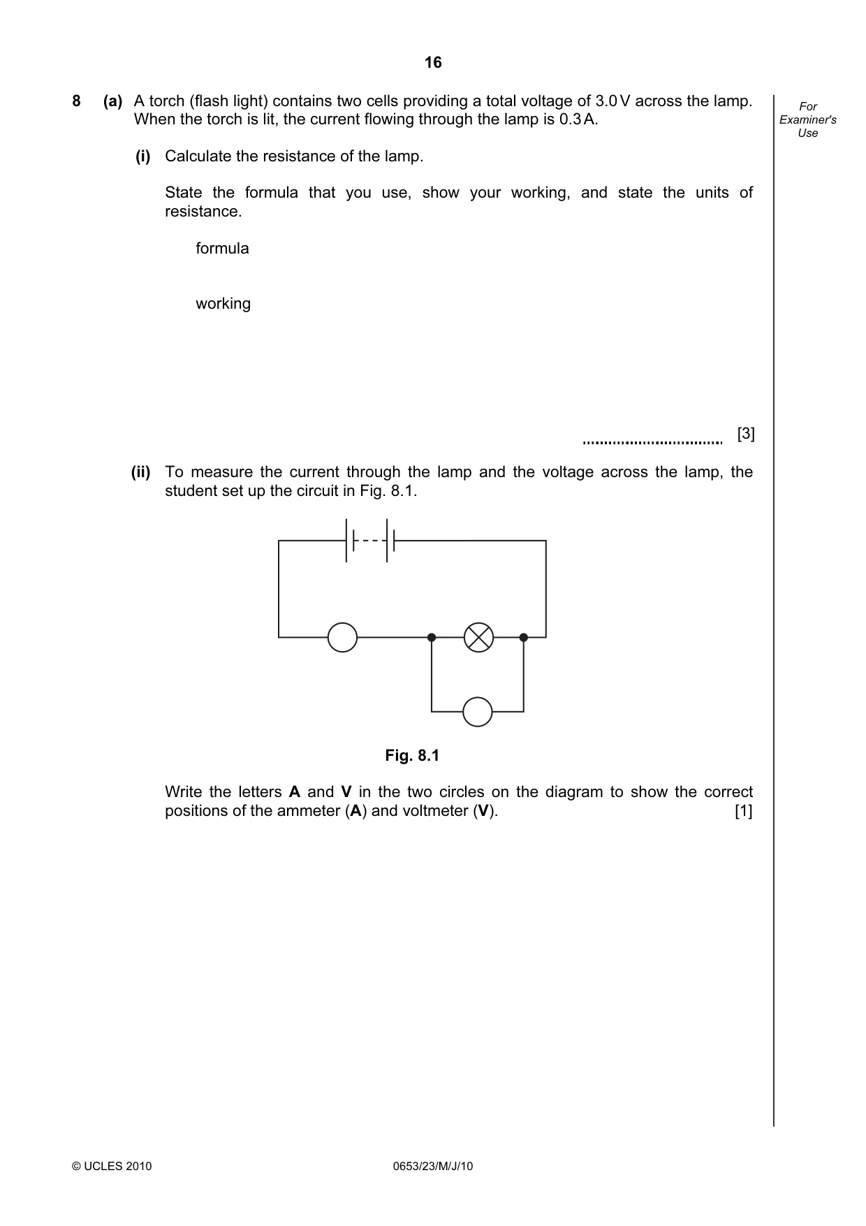 Cambridge IGCSE Science - Combined 0653 2010 May/June Paper 2 · Variant 3 question paper, page 16 of 20