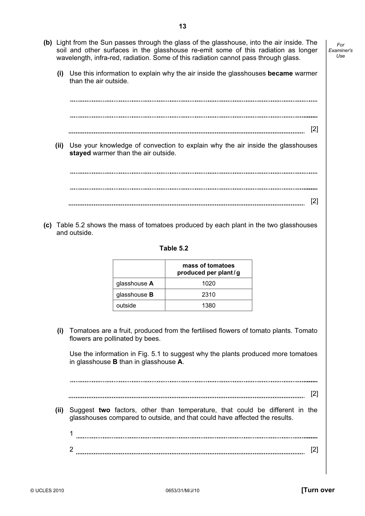 Cambridge IGCSE Science - Combined 0653 2010 May/June Paper 3 · Variant 1 question paper, page 13 of 24