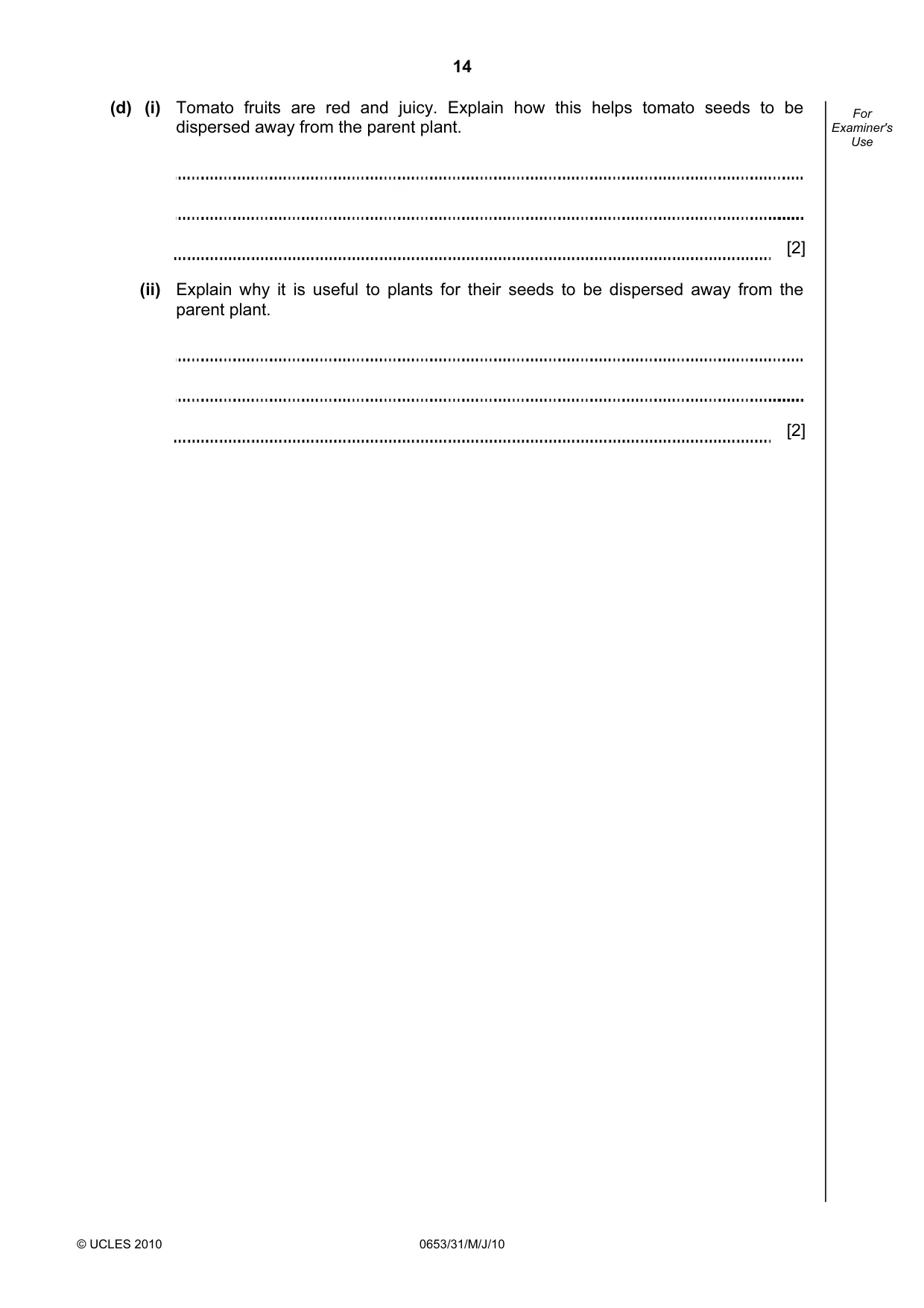 Cambridge IGCSE Science - Combined 0653 2010 May/June Paper 3 · Variant 1 question paper, page 14 of 24
