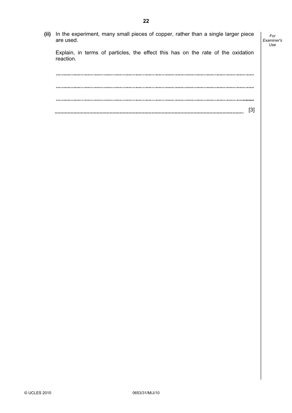 Cambridge IGCSE Science - Combined 0653 2010 May/June Paper 3 · Variant 1 question paper, page 22 of 24