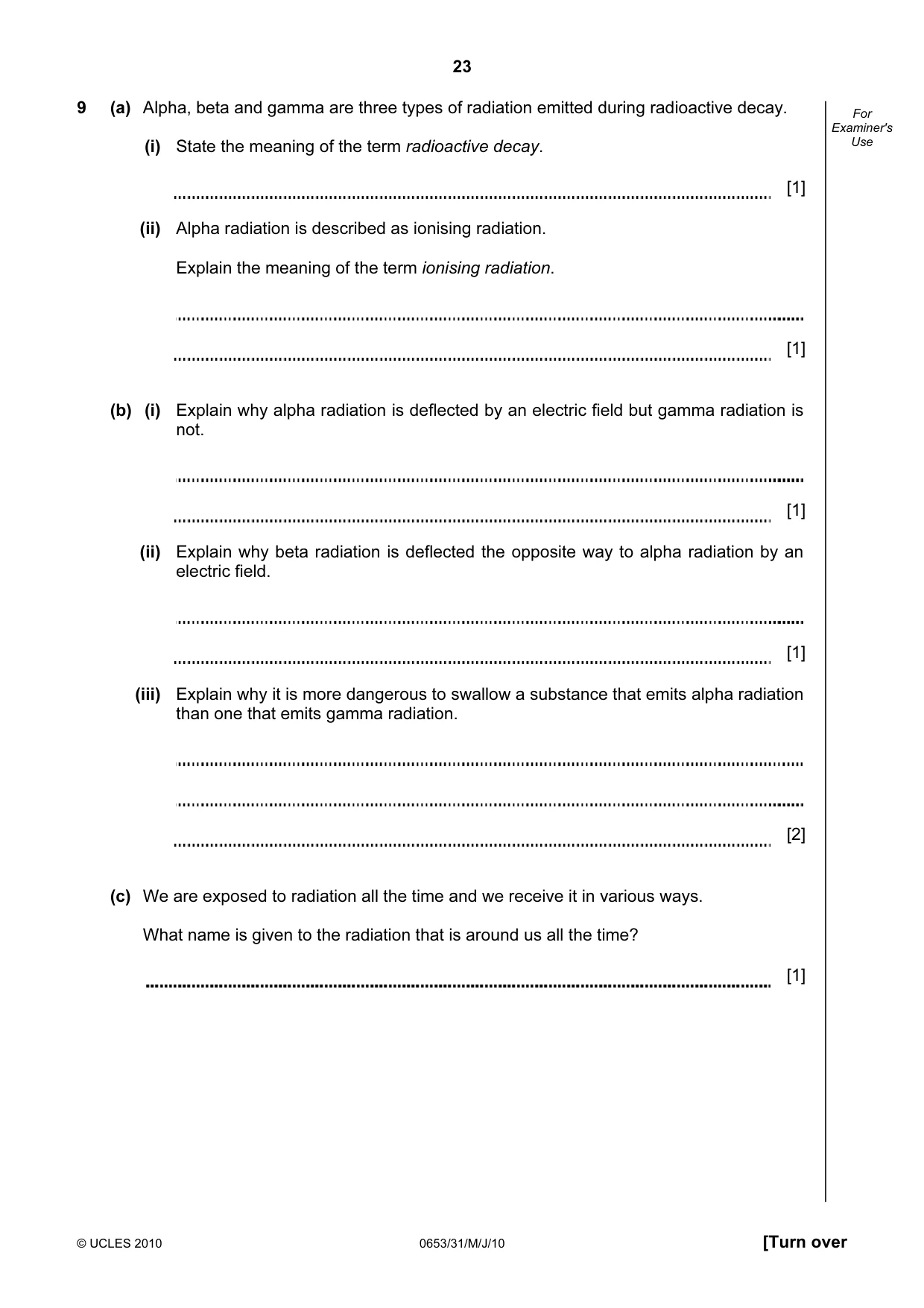 Cambridge IGCSE Science - Combined 0653 2010 May/June Paper 3 · Variant 1 question paper, page 23 of 24