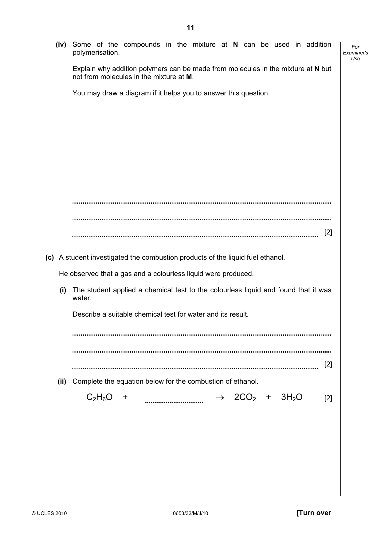Cambridge IGCSE Science - Combined 0653 2010 May/June Paper 3 · Variant 2 question paper, page 11 of 20