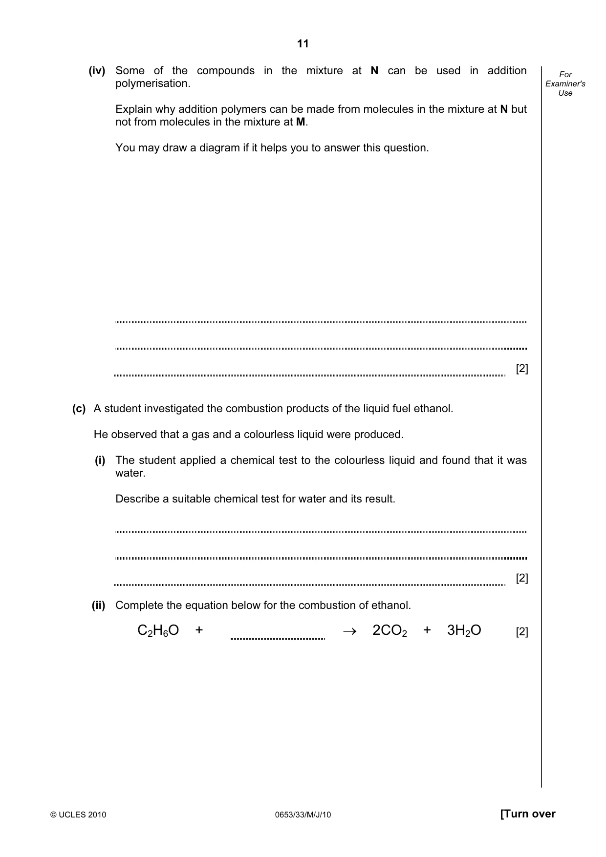Cambridge IGCSE Science - Combined 0653 2010 May/June Paper 3 · Variant 3 question paper, page 11 of 20