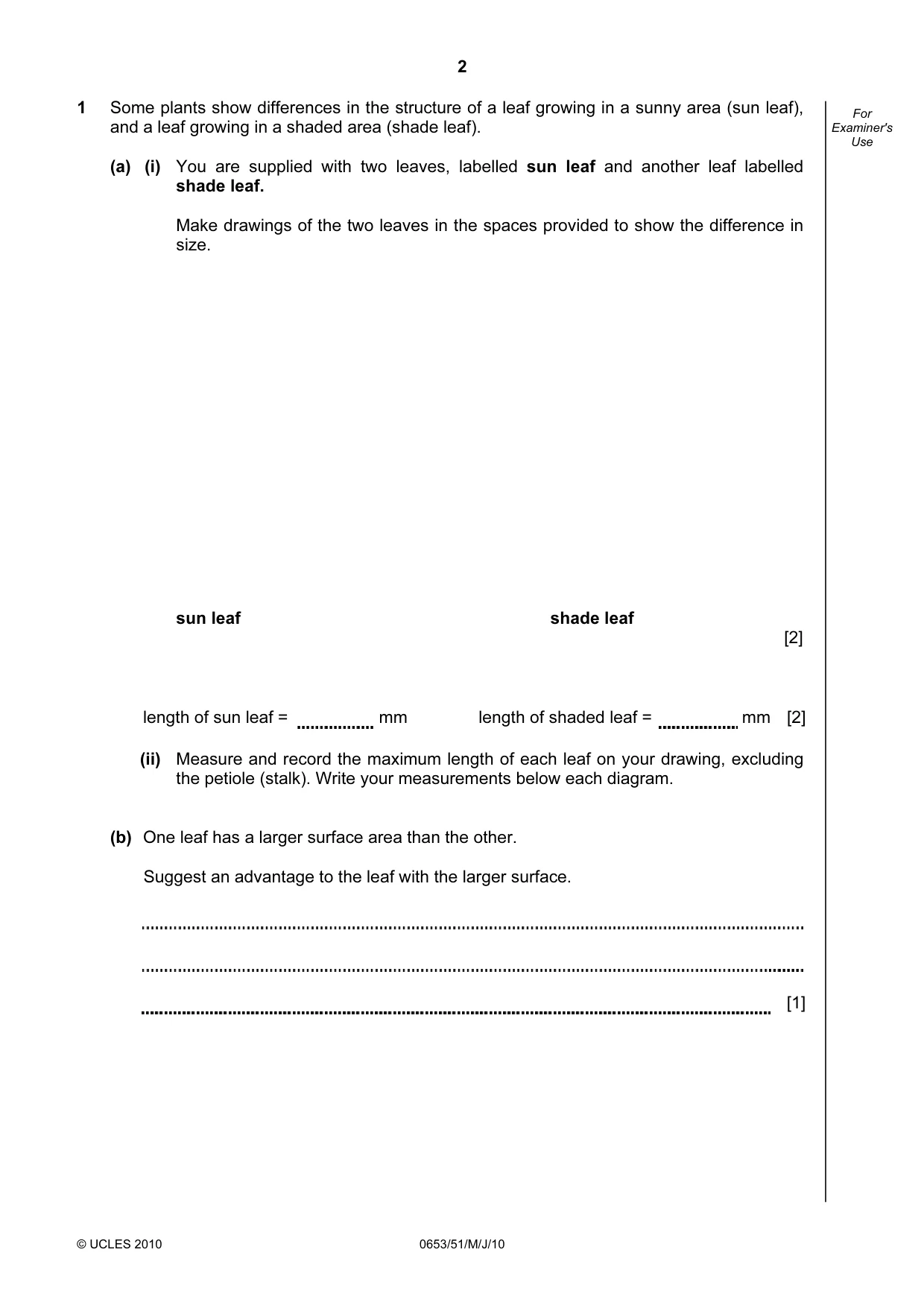 Cambridge IGCSE Science - Combined 0653 2010 May/June Paper 5 · Variant 1 question paper, page 2 of 12