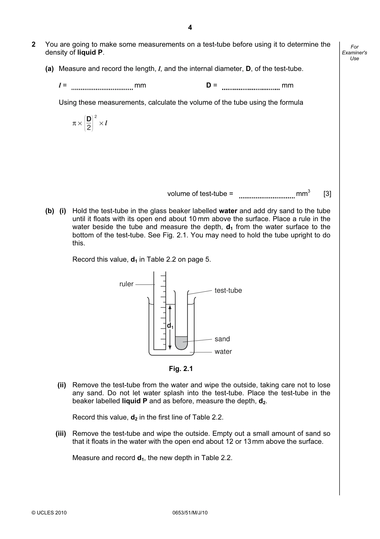 Cambridge IGCSE Science - Combined 0653 2010 May/June Paper 5 · Variant 1 question paper, page 4 of 12