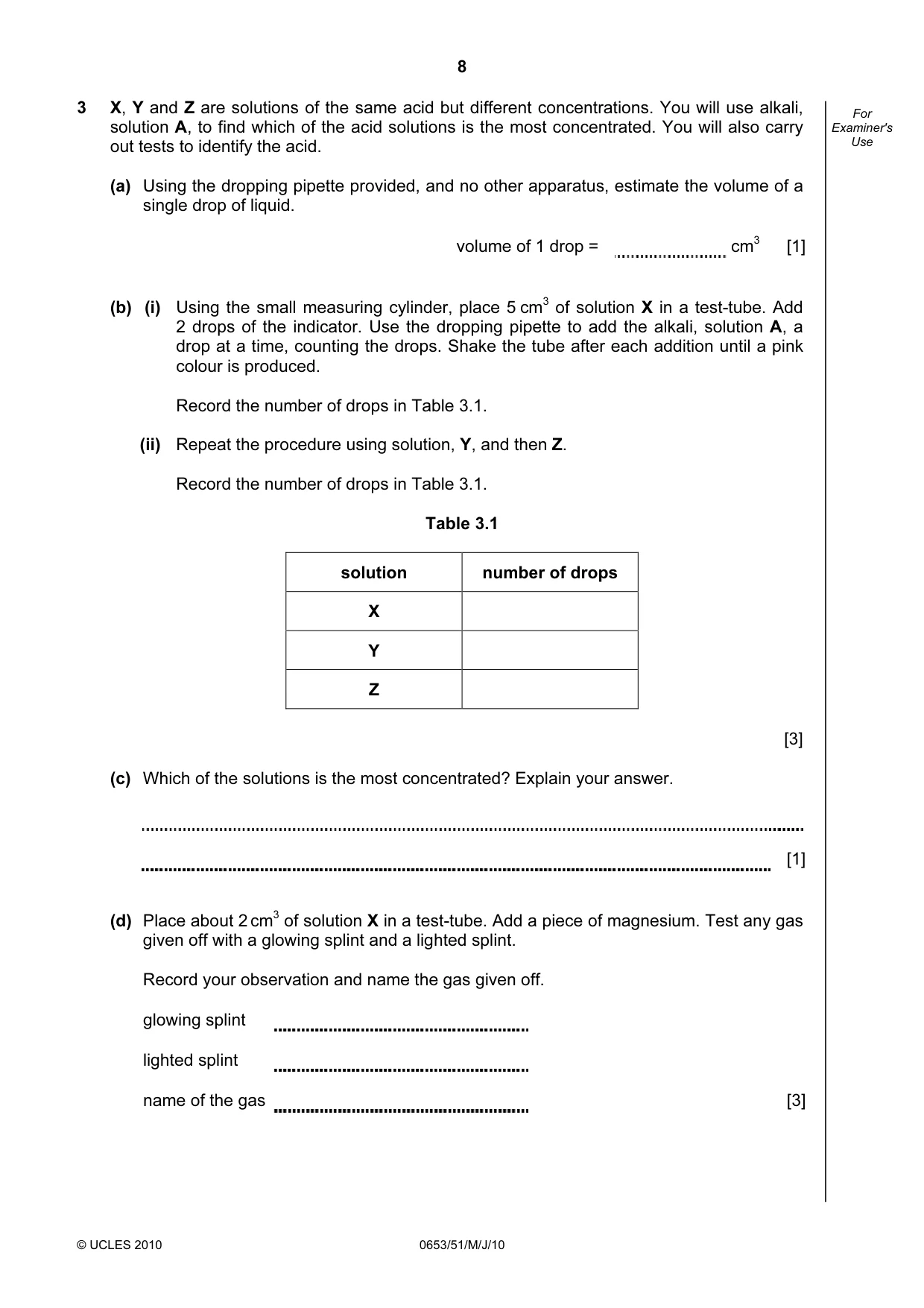 Cambridge IGCSE Science - Combined 0653 2010 May/June Paper 5 · Variant 1 question paper, page 8 of 12