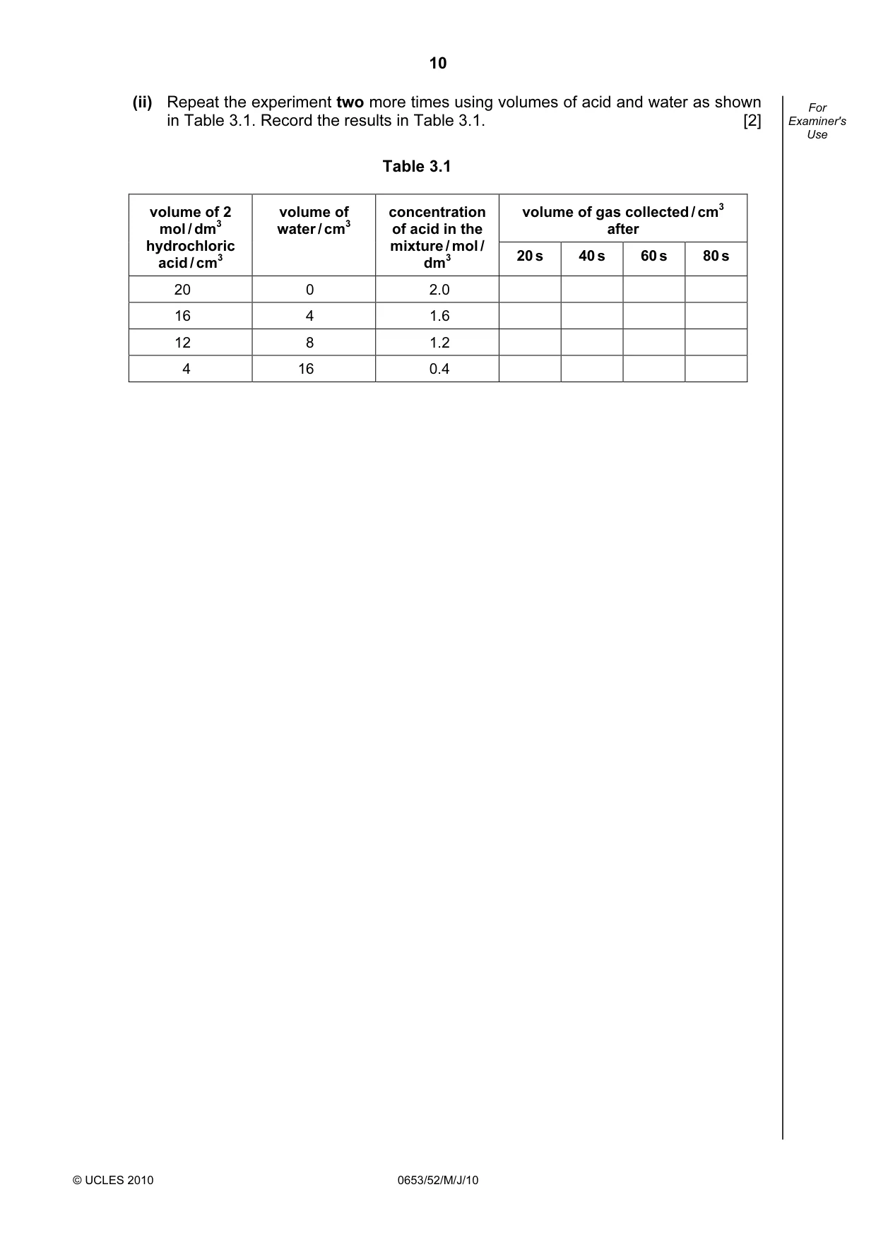 Cambridge IGCSE Science - Combined 0653 2010 May/June Paper 5 · Variant 2 question paper, page 10 of 16
