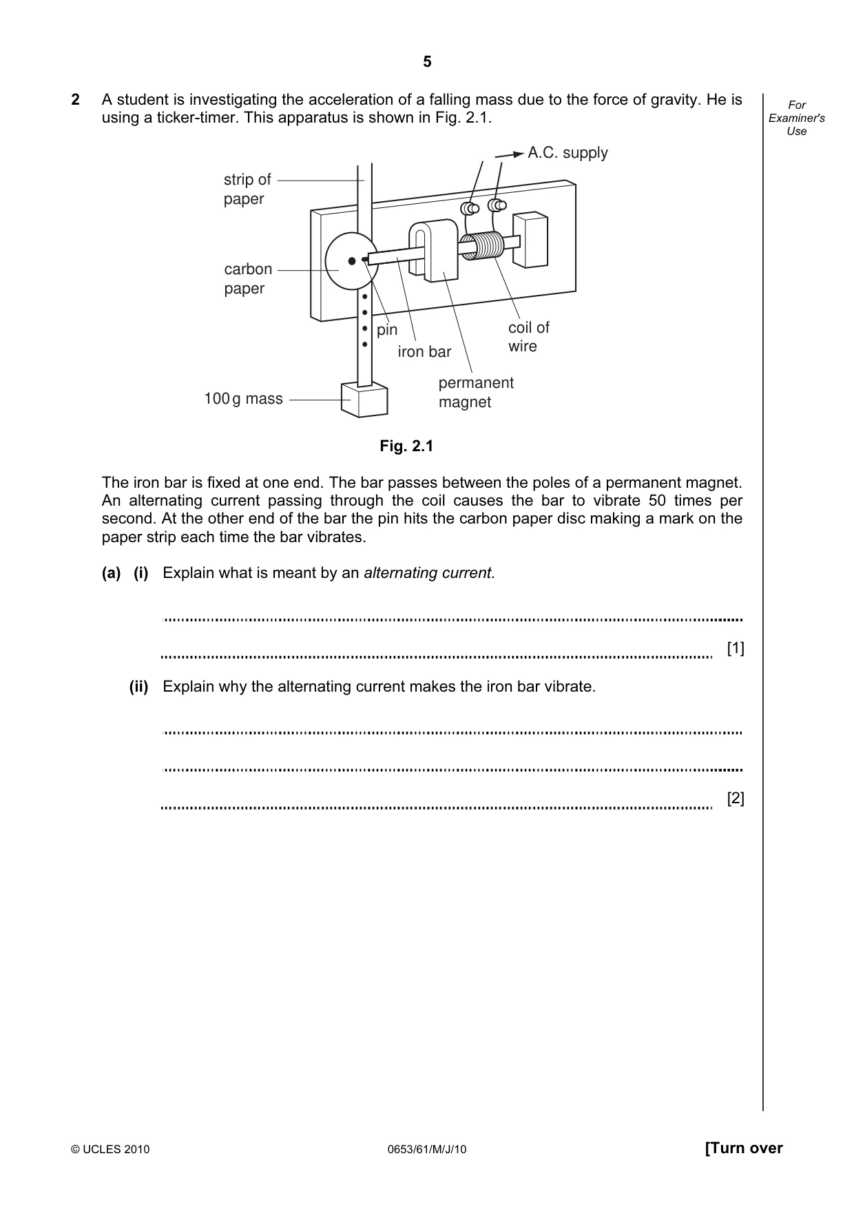 Cambridge IGCSE Science - Combined 0653 2010 May/June Paper 6 · Variant 1 question paper, page 5 of 20