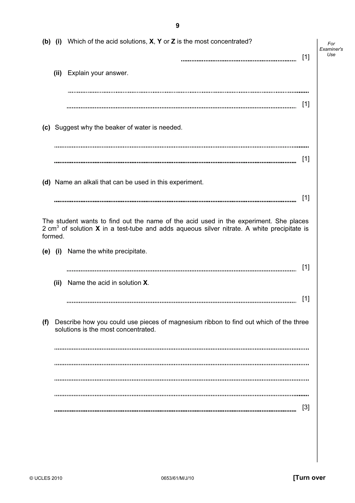 Cambridge IGCSE Science - Combined 0653 2010 May/June Paper 6 · Variant 1 question paper, page 9 of 20