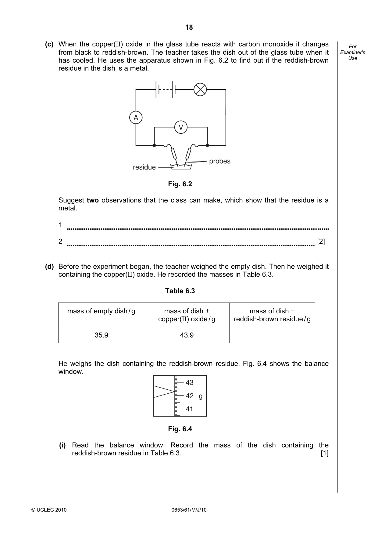 Cambridge IGCSE Science - Combined 0653 2010 May/June Paper 6 · Variant 1 question paper, page 18 of 20