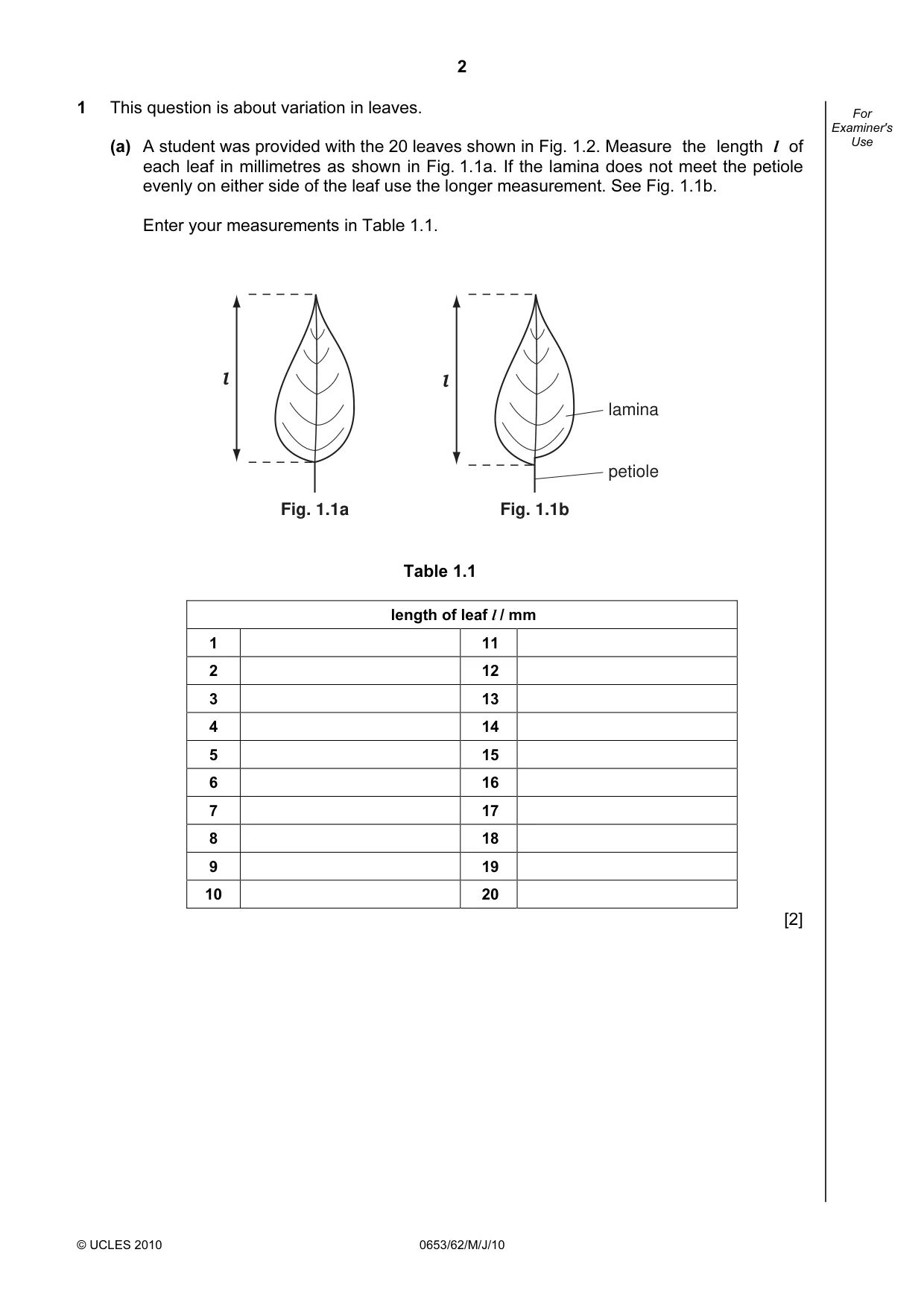 Cambridge IGCSE Science - Combined 0653 2010 May/June Paper 6 · Variant 2 question paper, page 2 of 20