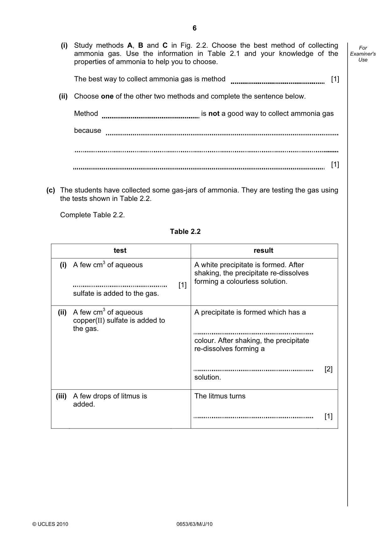Cambridge IGCSE Science - Combined 0653 2010 May/June Paper 6 · Variant 3 question paper, page 6 of 20