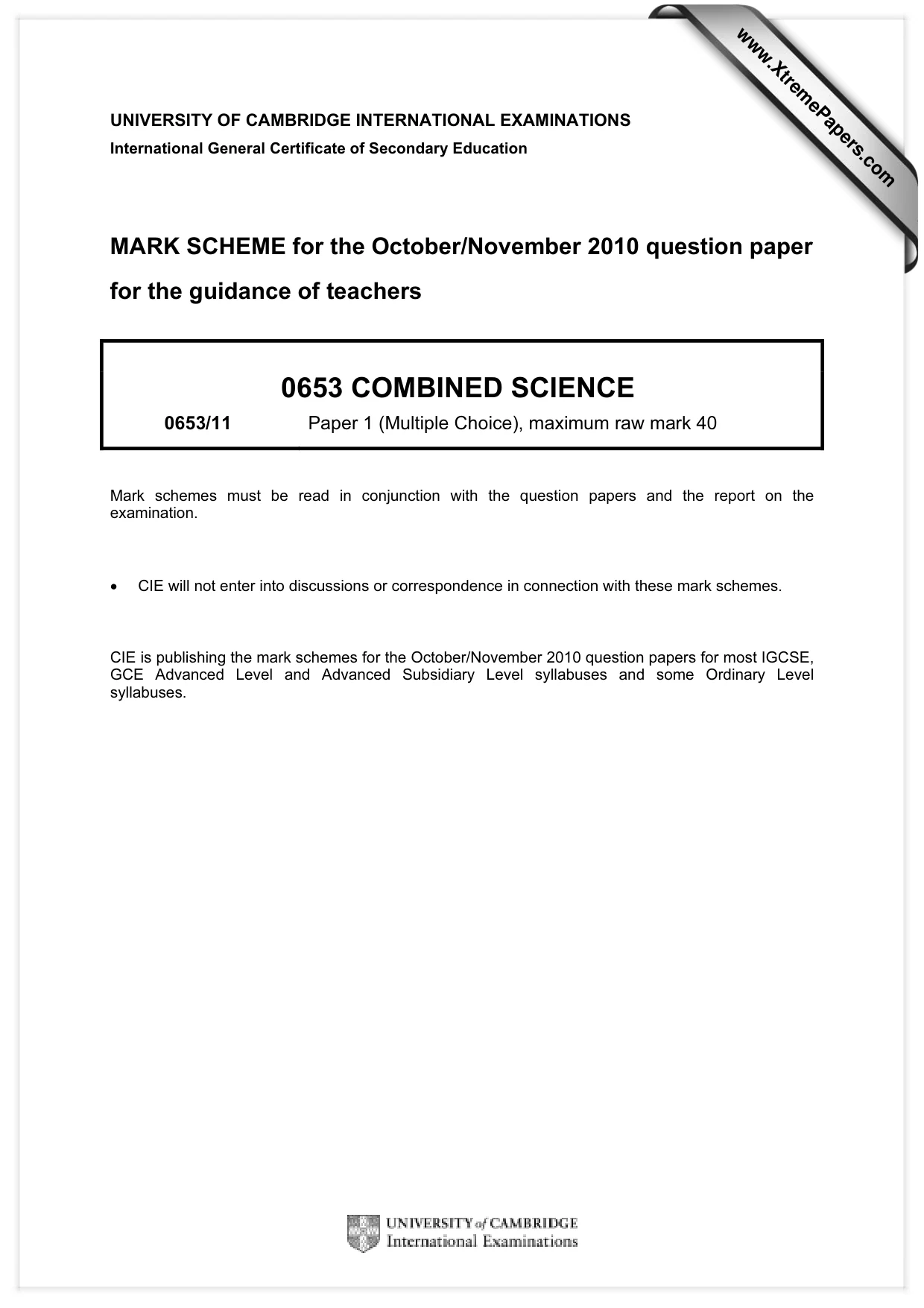 Mark scheme, page 1 of 2