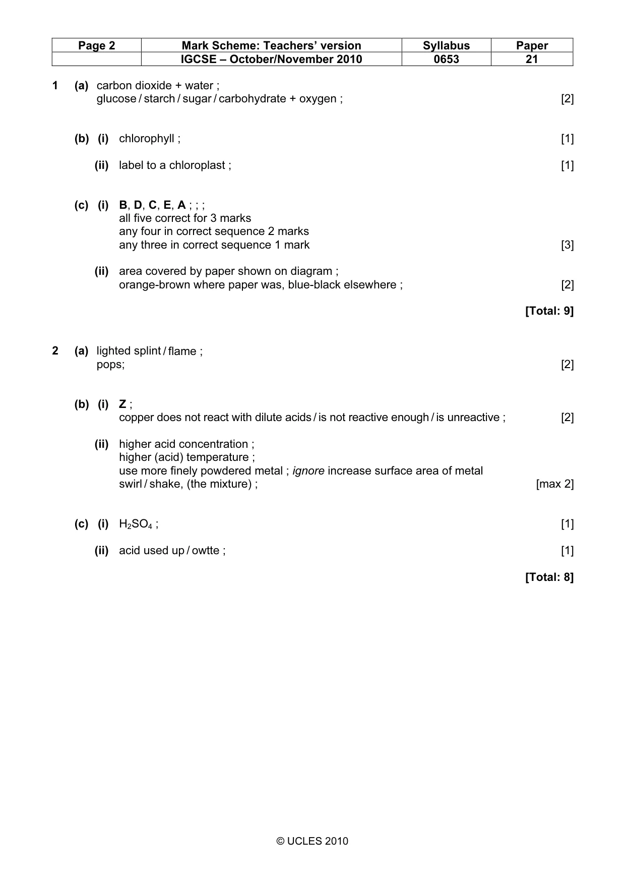 Mark scheme, page 2 of 6
