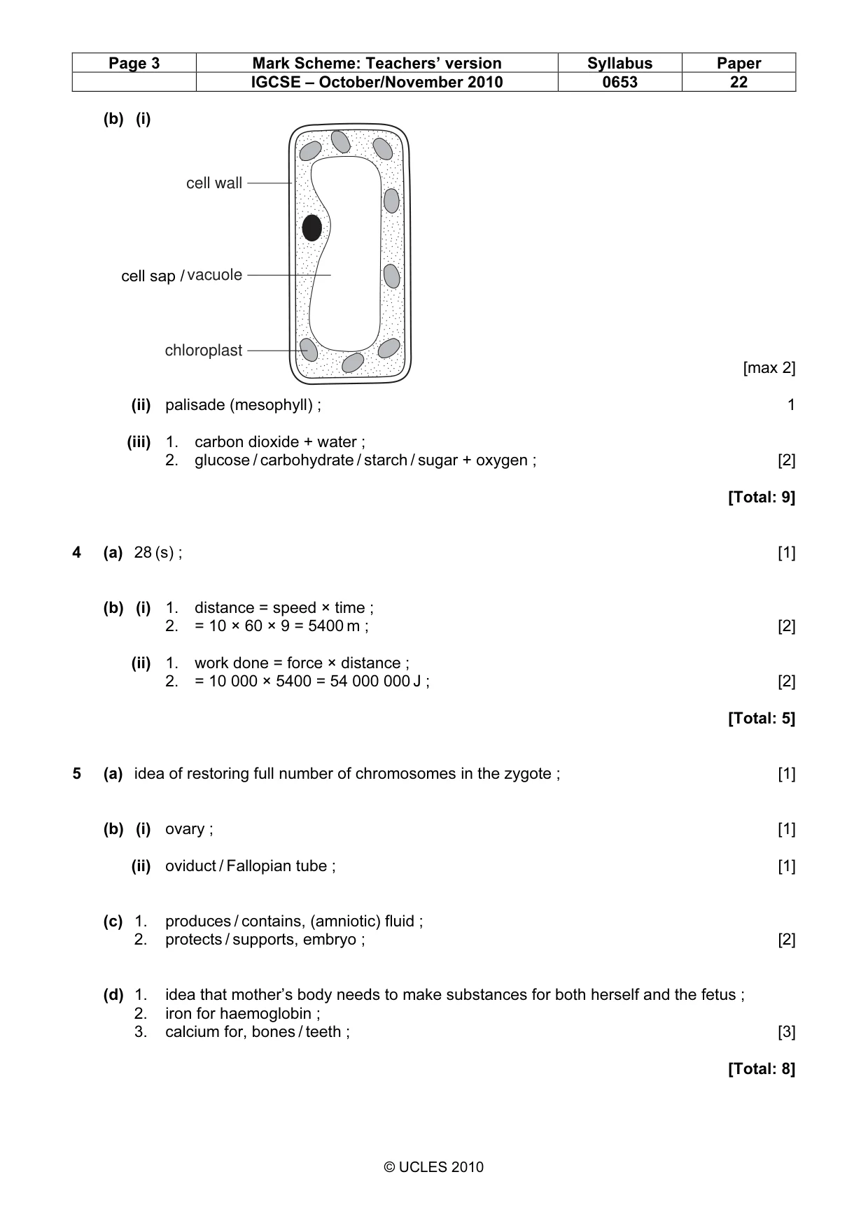 Mark scheme, page 3 of 6