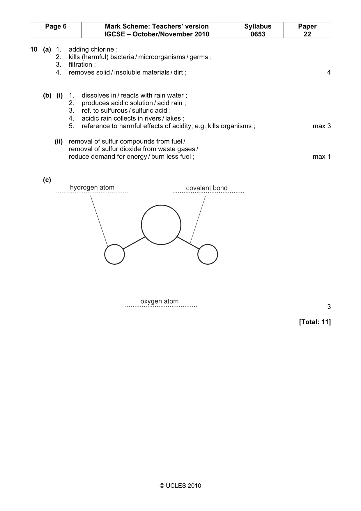 Mark scheme, page 6 of 6
