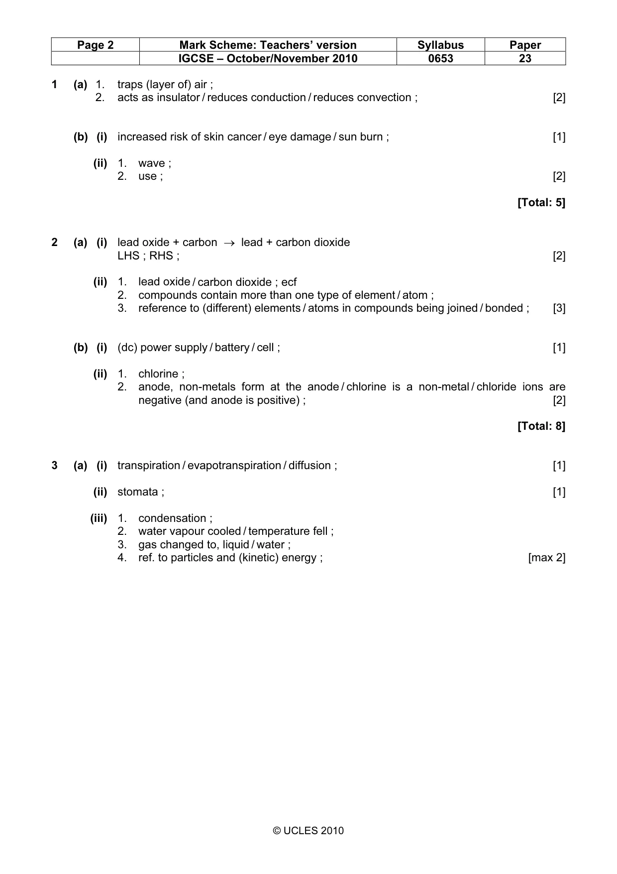 Mark scheme, page 2 of 6