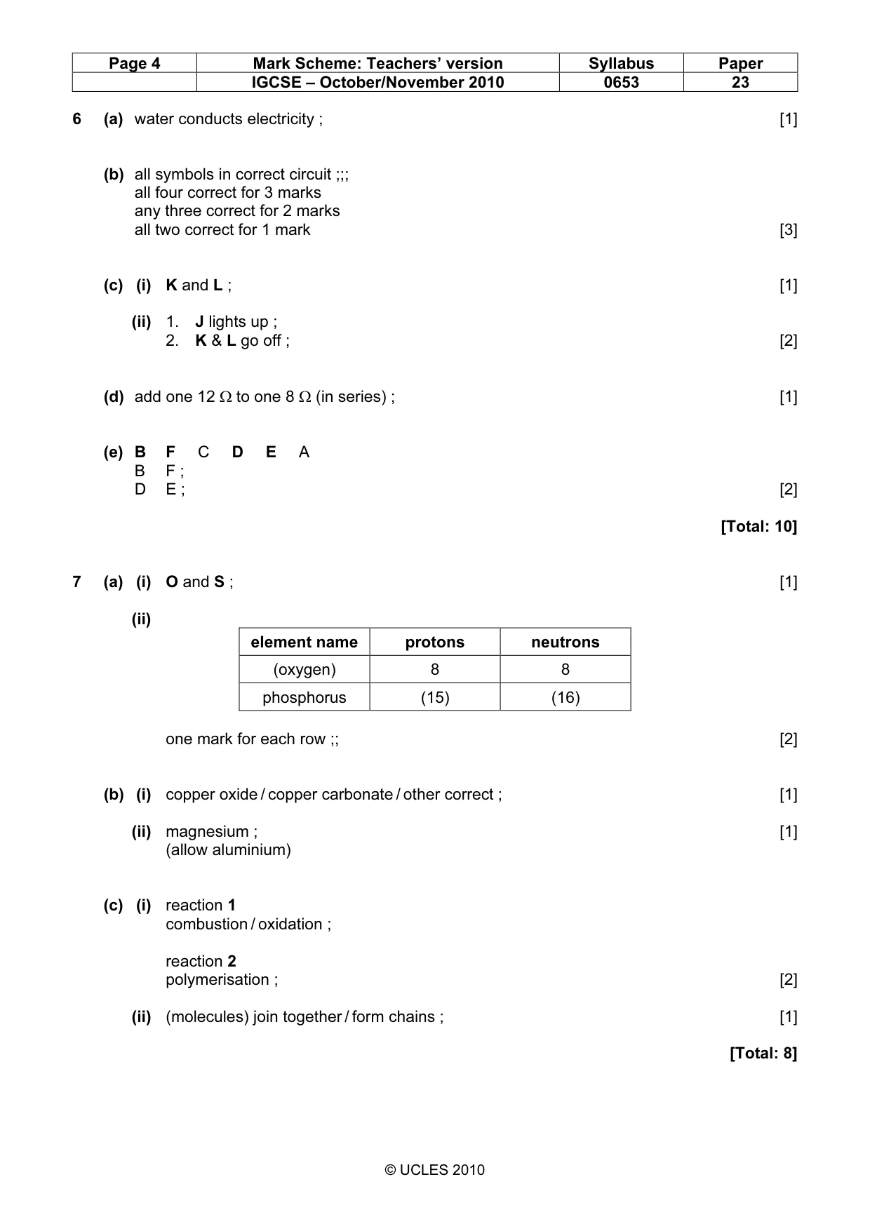 Mark scheme, page 4 of 6
