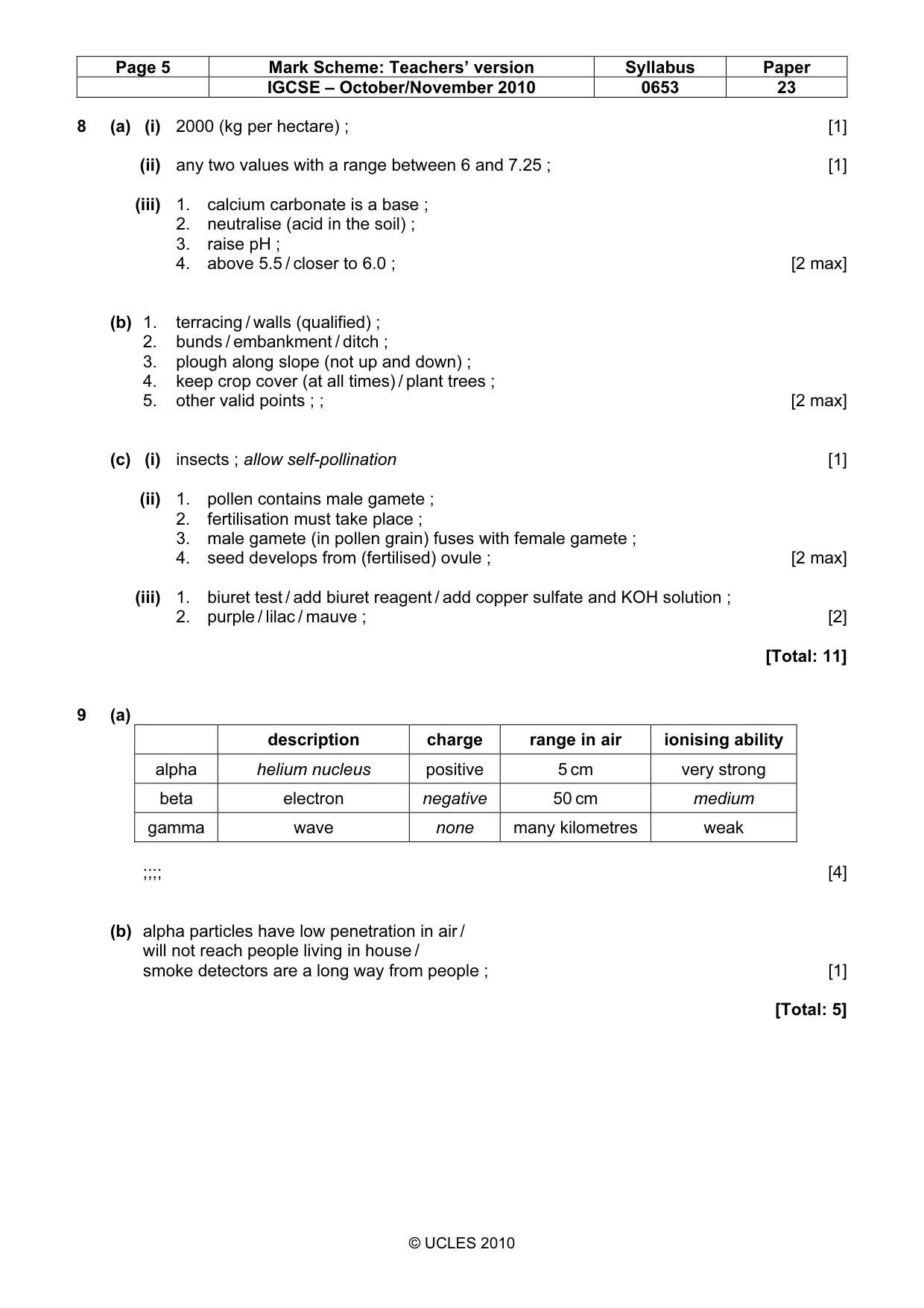 Mark scheme, page 5 of 6