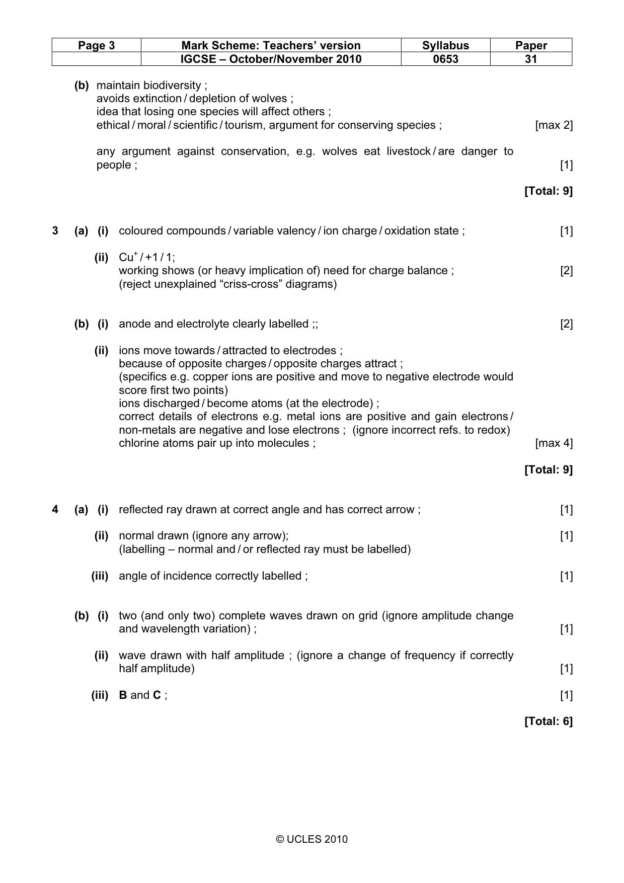 Mark scheme, page 3 of 6