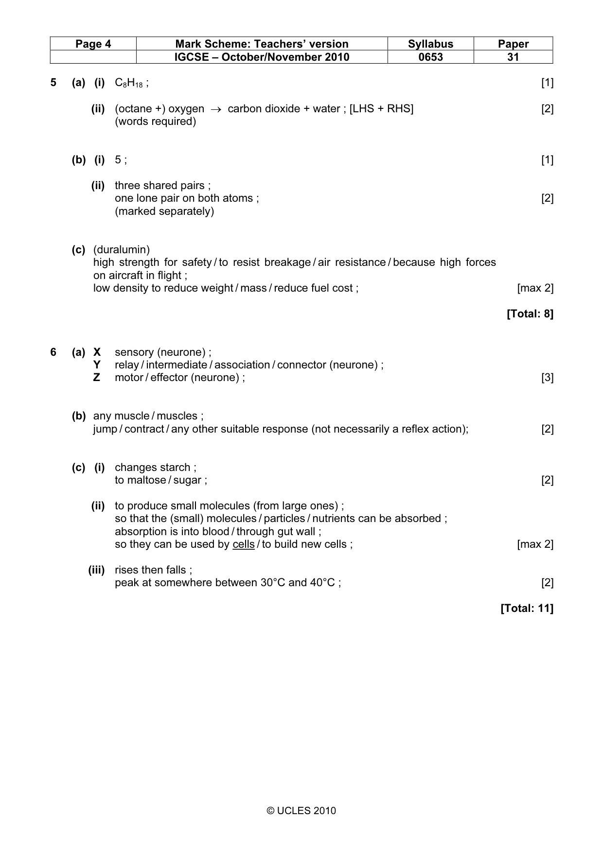Mark scheme, page 4 of 6