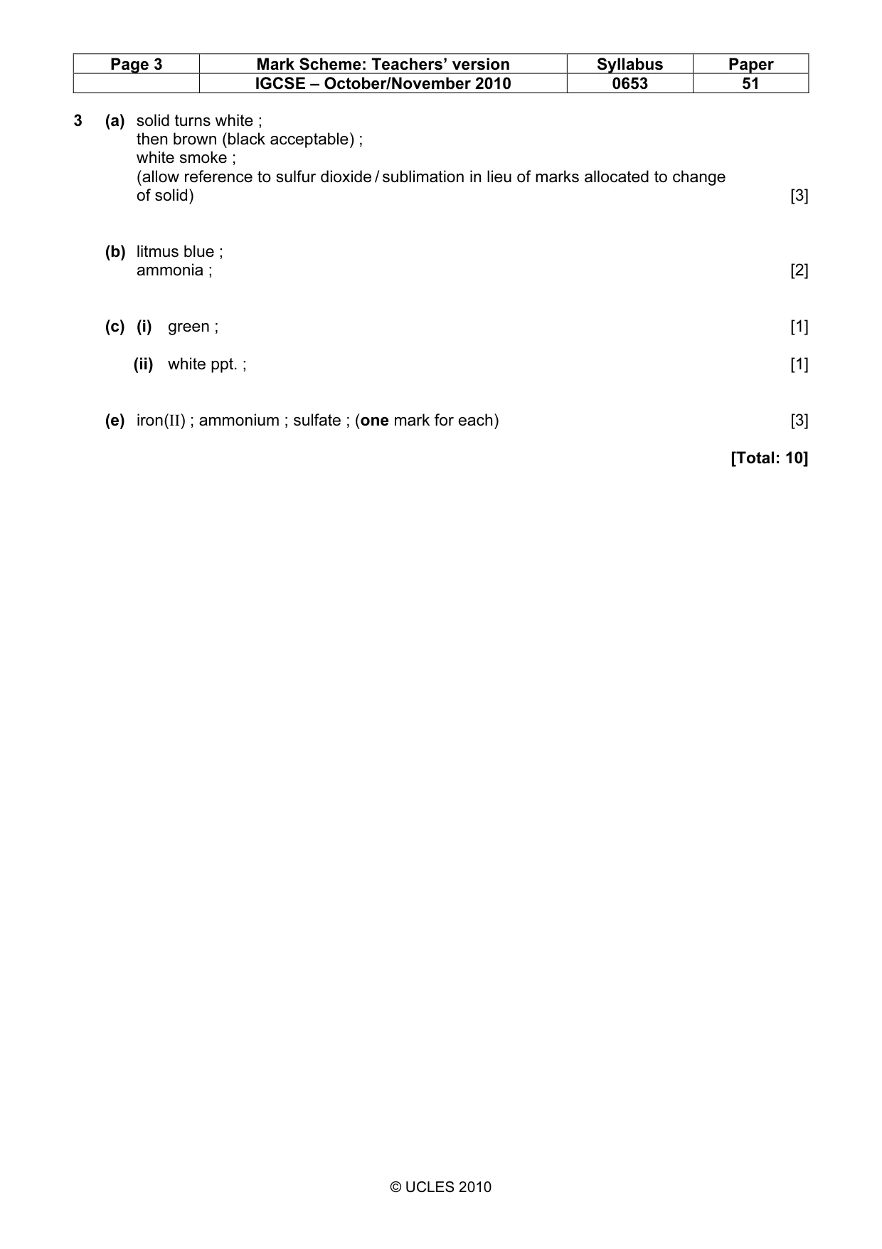 Mark scheme, page 3 of 3