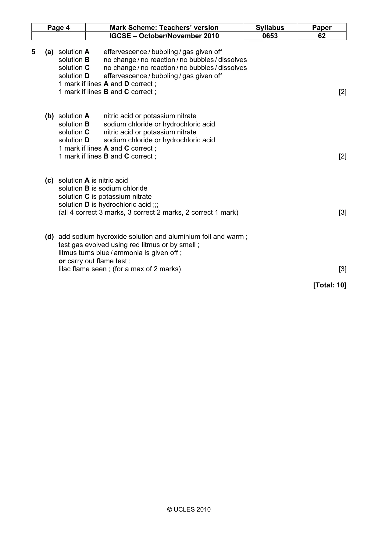 Mark scheme, page 4 of 5