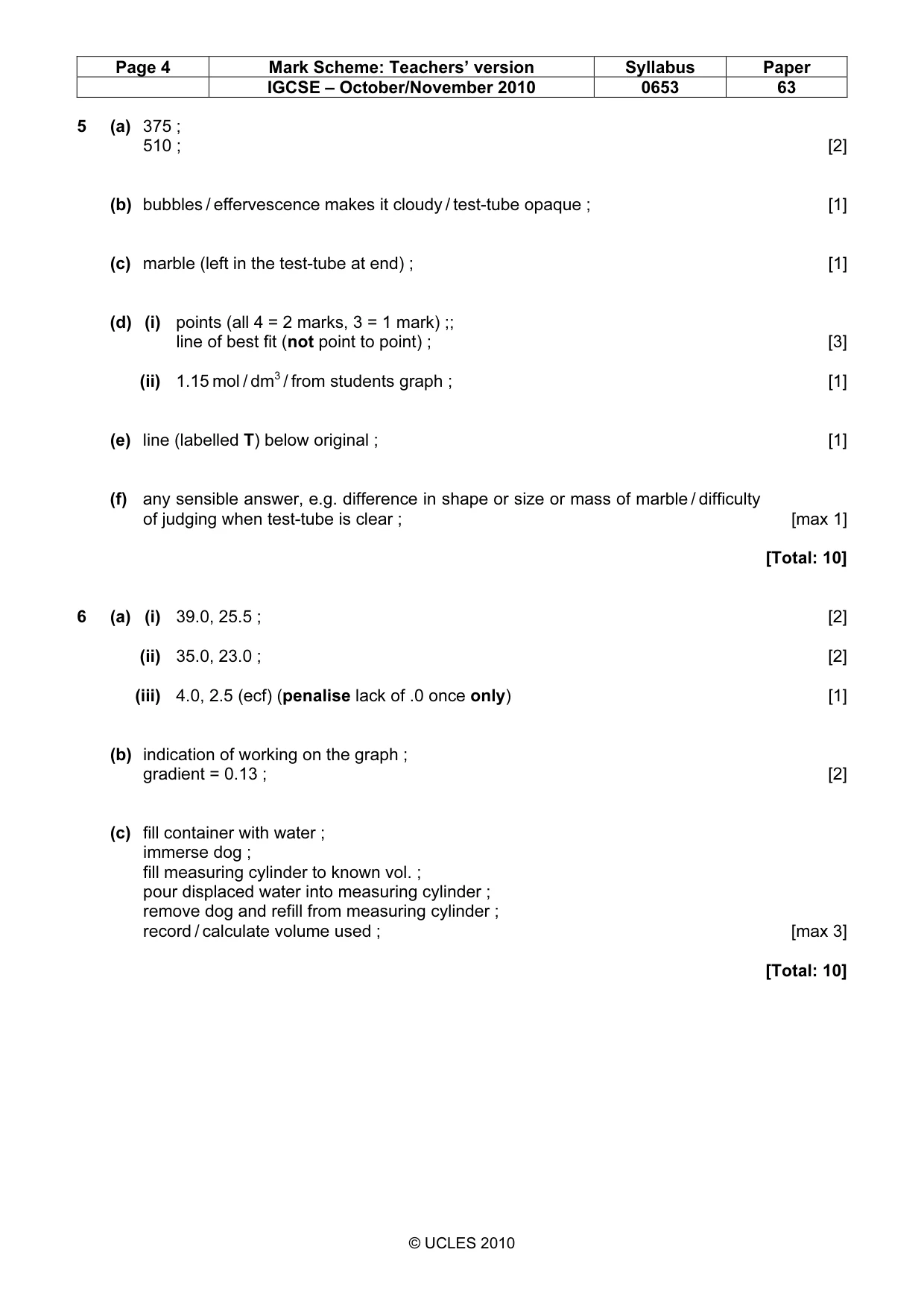 Mark scheme, page 4 of 4