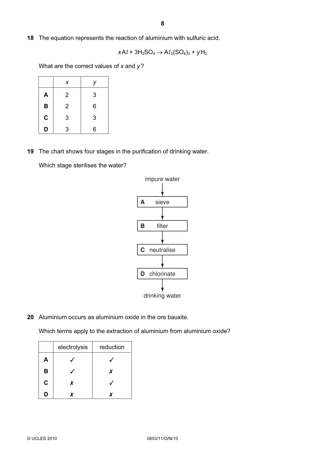 Cambridge IGCSE Science - Combined 0653 2010 Oct/Nov Paper 1 · Variant 1 question paper, page 8 of 20