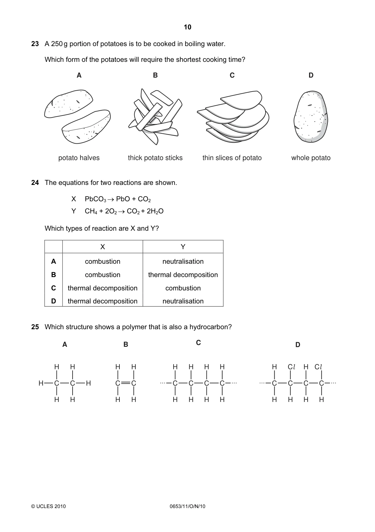 Cambridge IGCSE Science - Combined 0653 2010 Oct/Nov Paper 1 · Variant 1 question paper, page 10 of 20