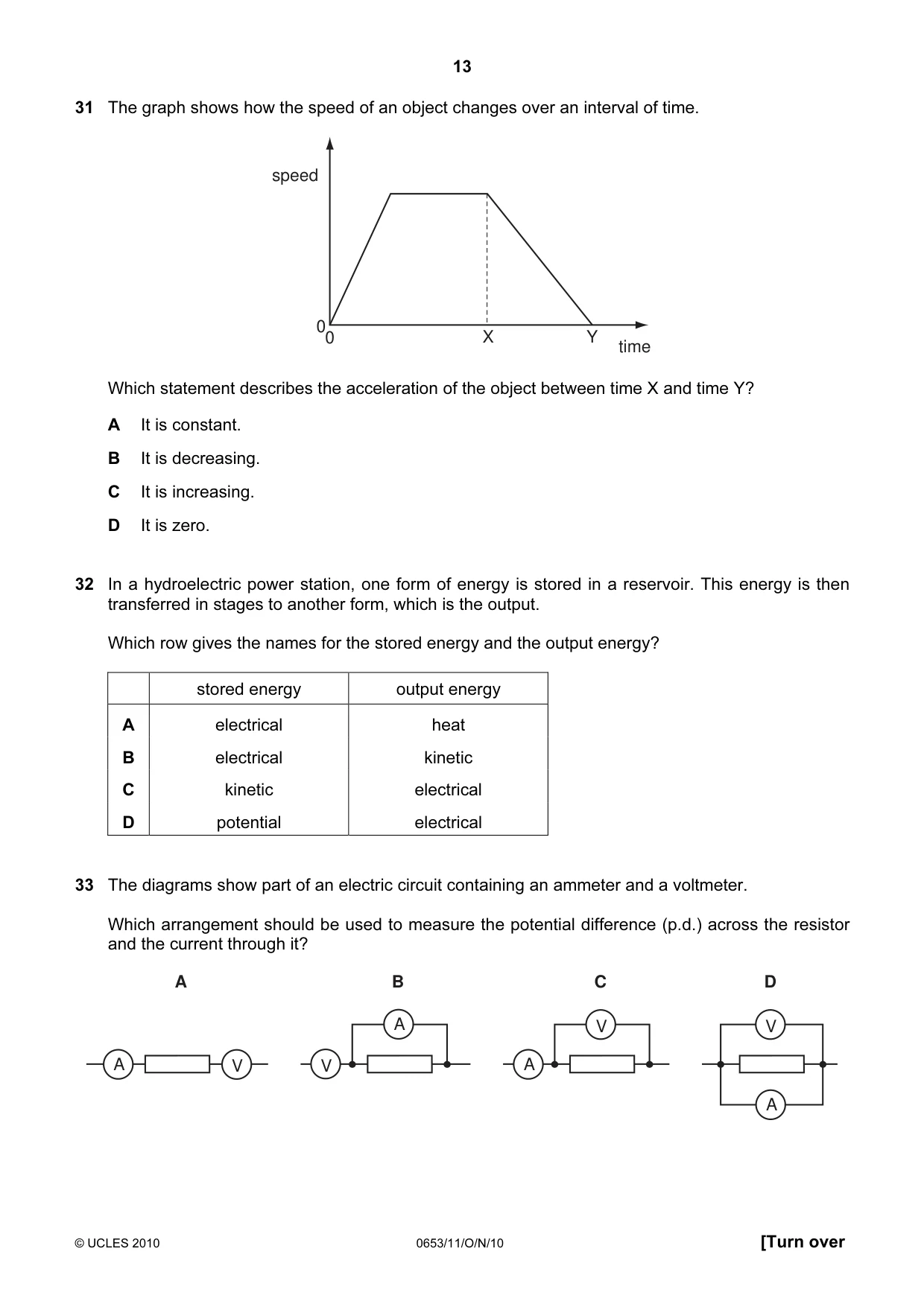 Cambridge IGCSE Science - Combined 0653 2010 Oct/Nov Paper 1 · Variant 1 question paper, page 13 of 20