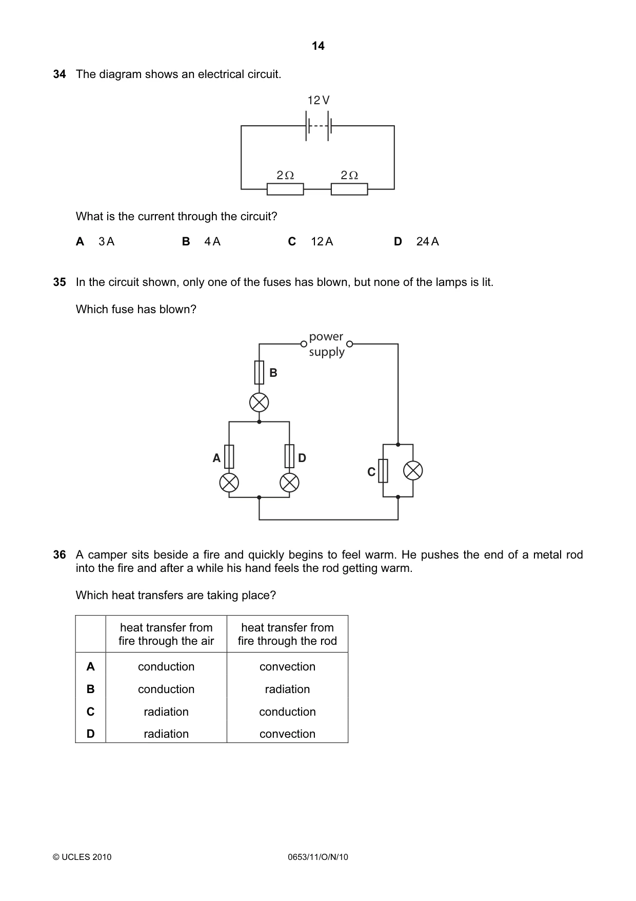 Cambridge IGCSE Science - Combined 0653 2010 Oct/Nov Paper 1 · Variant 1 question paper, page 14 of 20