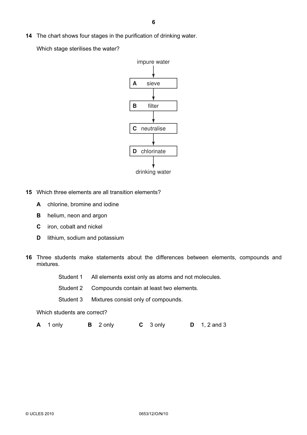 Cambridge IGCSE Science - Combined 0653 2010 Oct/Nov Paper 1 · Variant 2 question paper, page 6 of 20