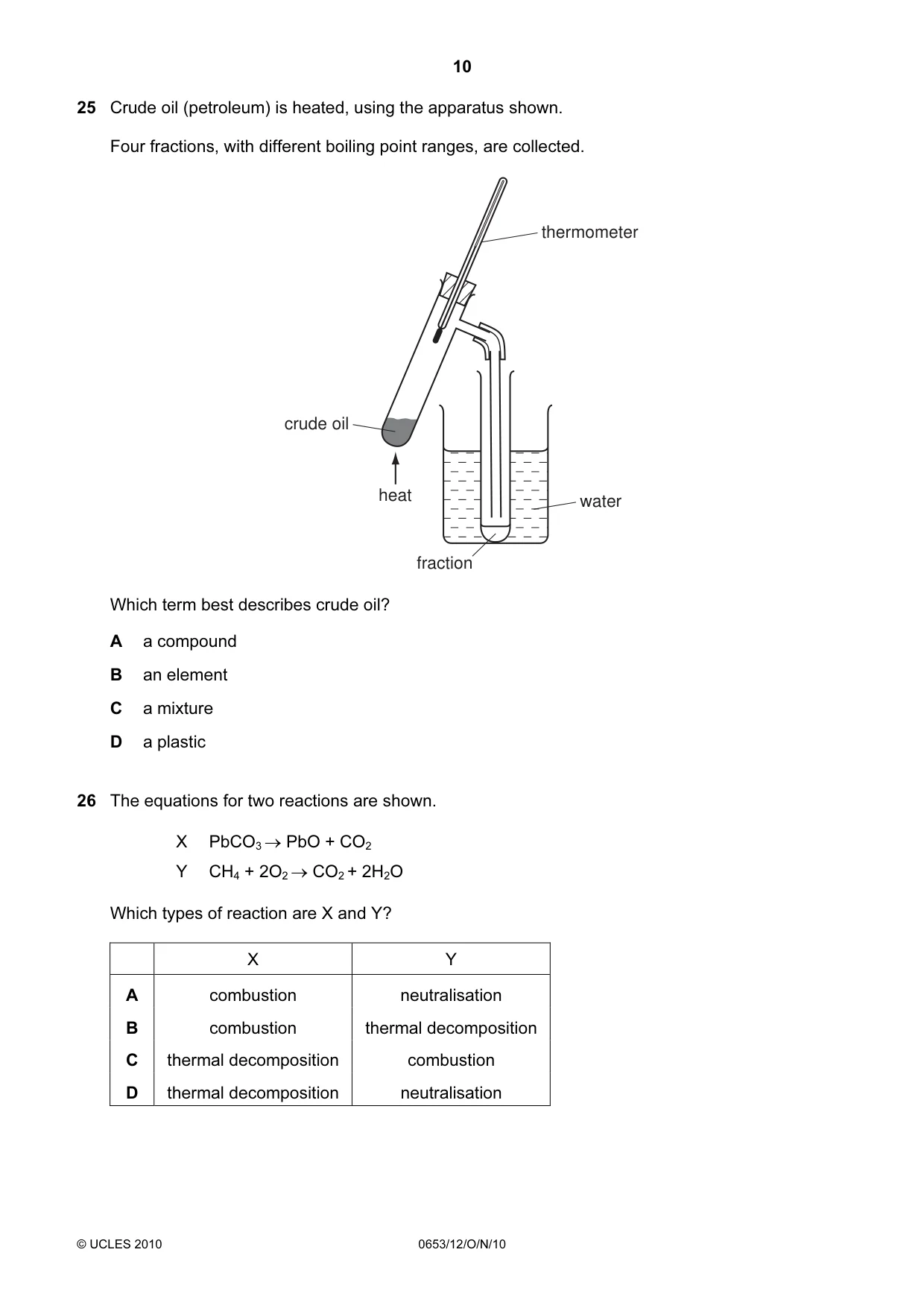 Cambridge IGCSE Science - Combined 0653 2010 Oct/Nov Paper 1 · Variant 2 question paper, page 10 of 20