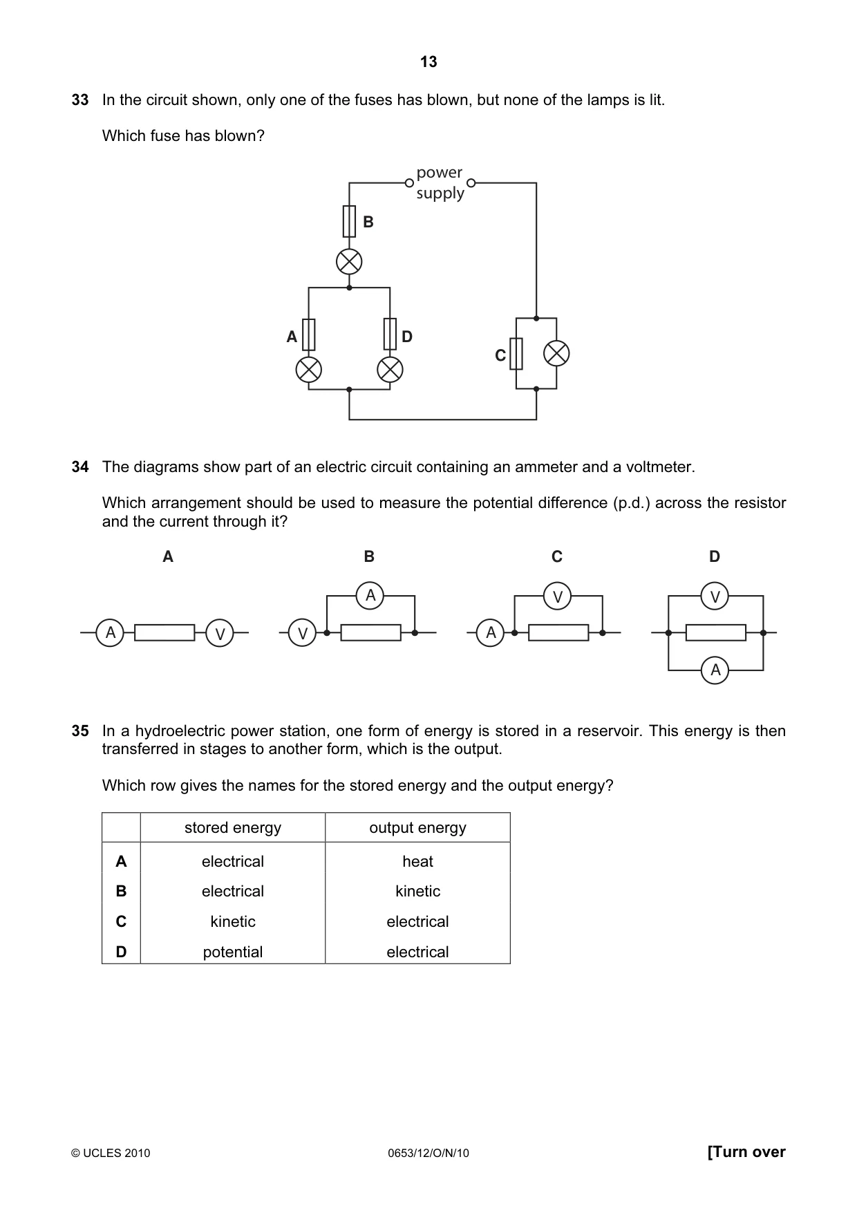 Cambridge IGCSE Science - Combined 0653 2010 Oct/Nov Paper 1 · Variant 2 question paper, page 13 of 20