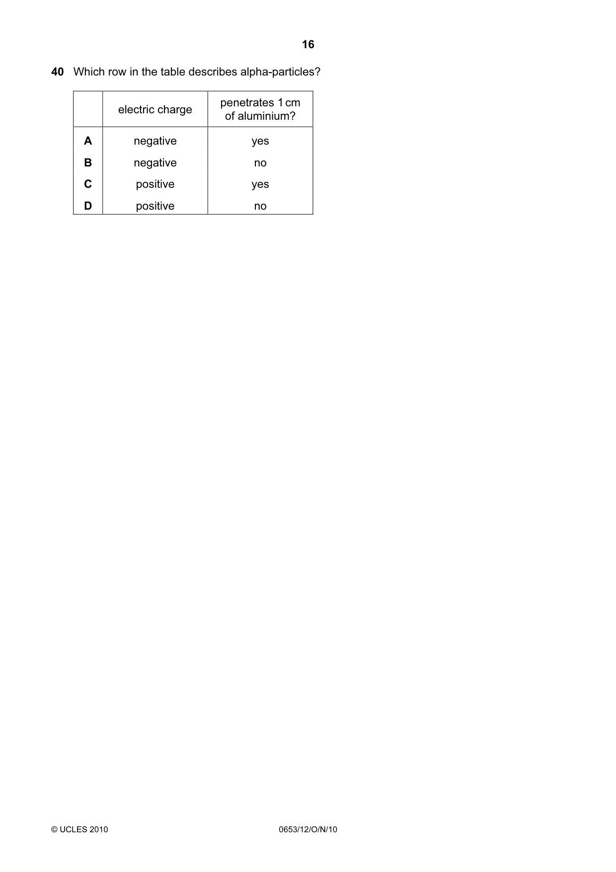 Cambridge IGCSE Science - Combined 0653 2010 Oct/Nov Paper 1 · Variant 2 question paper, page 16 of 20