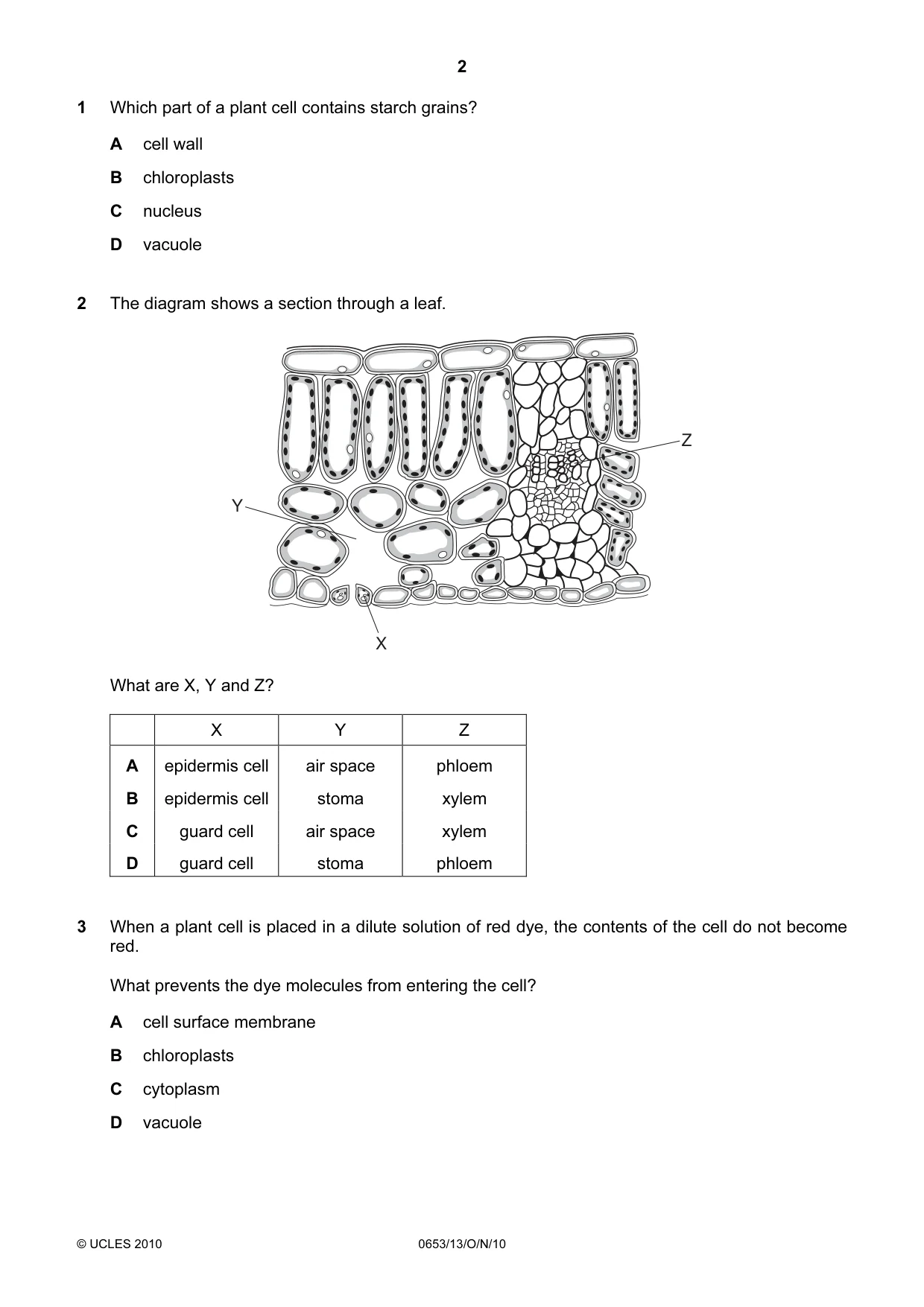 Cambridge IGCSE Science - Combined 0653 2010 Oct/Nov Paper 1 · Variant 3 question paper, page 2 of 20