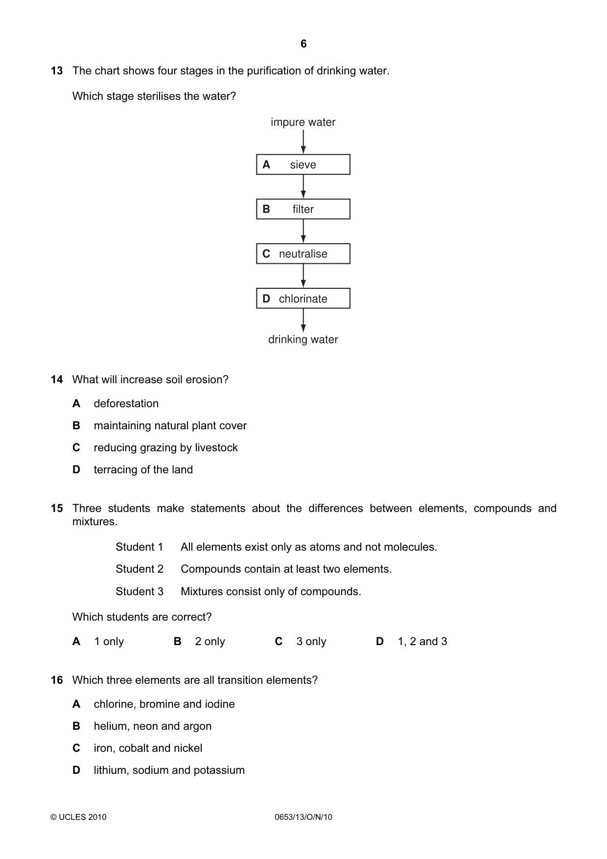 Cambridge IGCSE Science - Combined 0653 2010 Oct/Nov Paper 1 · Variant 3 question paper, page 6 of 20