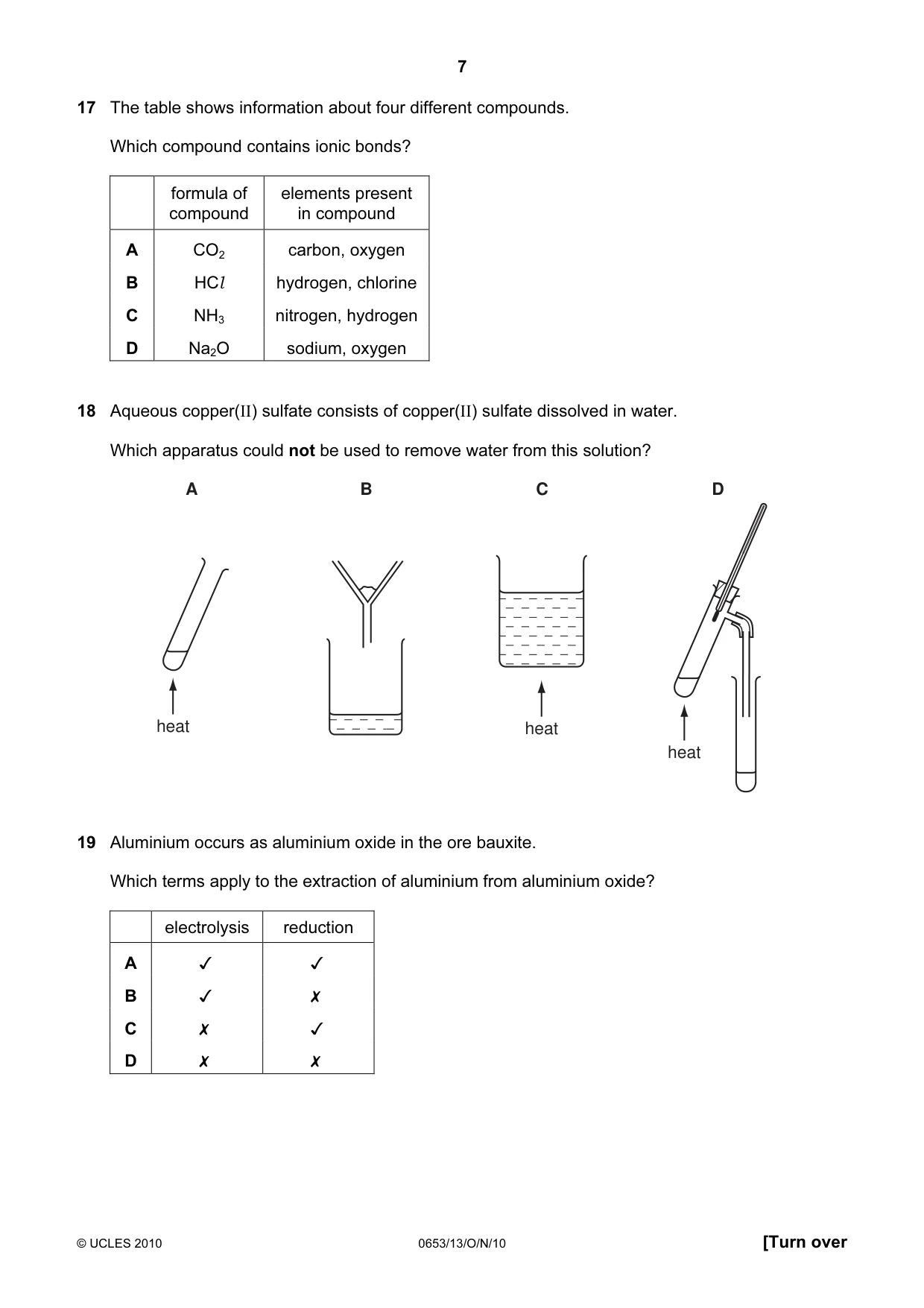 Cambridge IGCSE Science - Combined 0653 2010 Oct/Nov Paper 1 · Variant 3 question paper, page 7 of 20