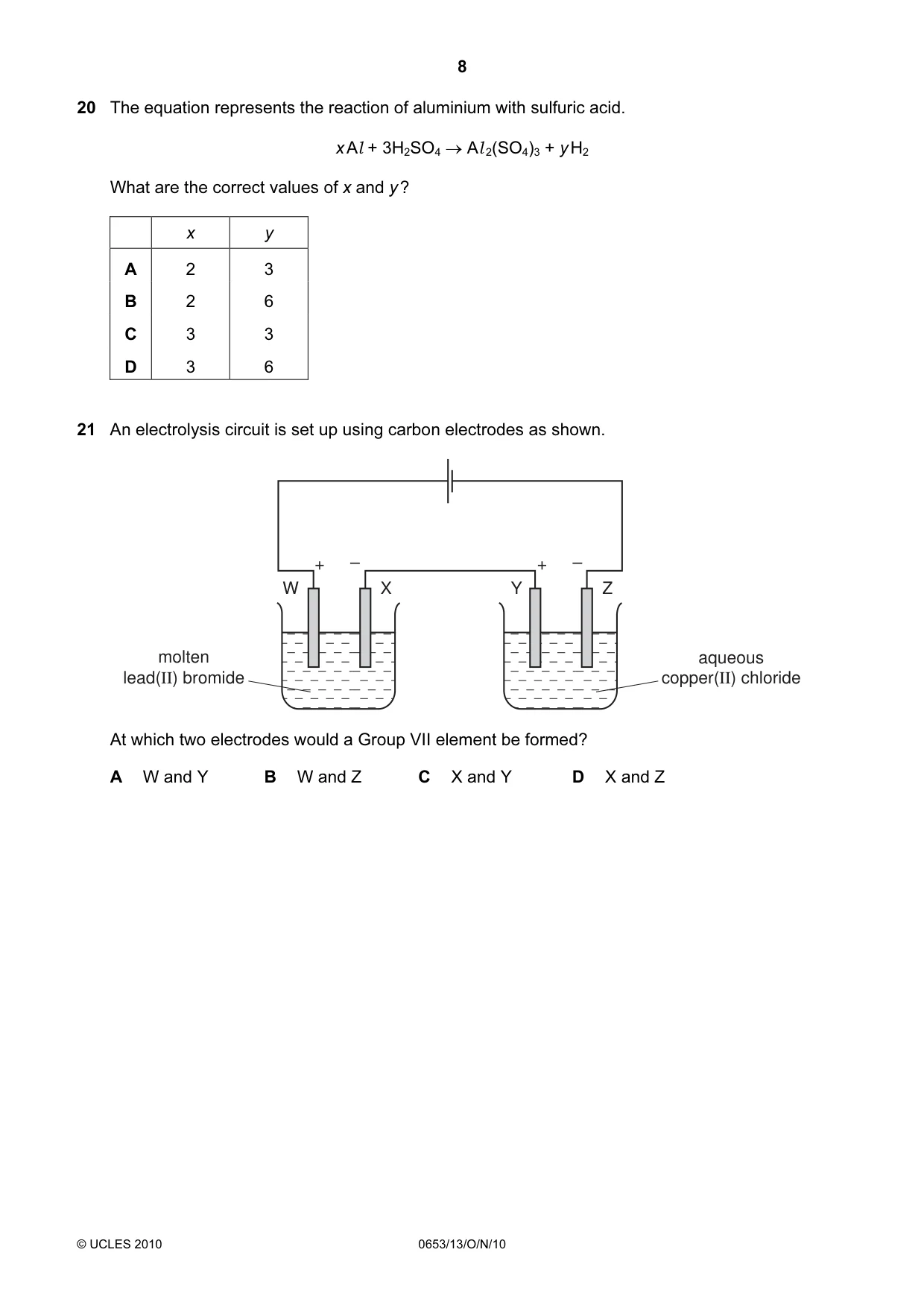Cambridge IGCSE Science - Combined 0653 2010 Oct/Nov Paper 1 · Variant 3 question paper, page 8 of 20