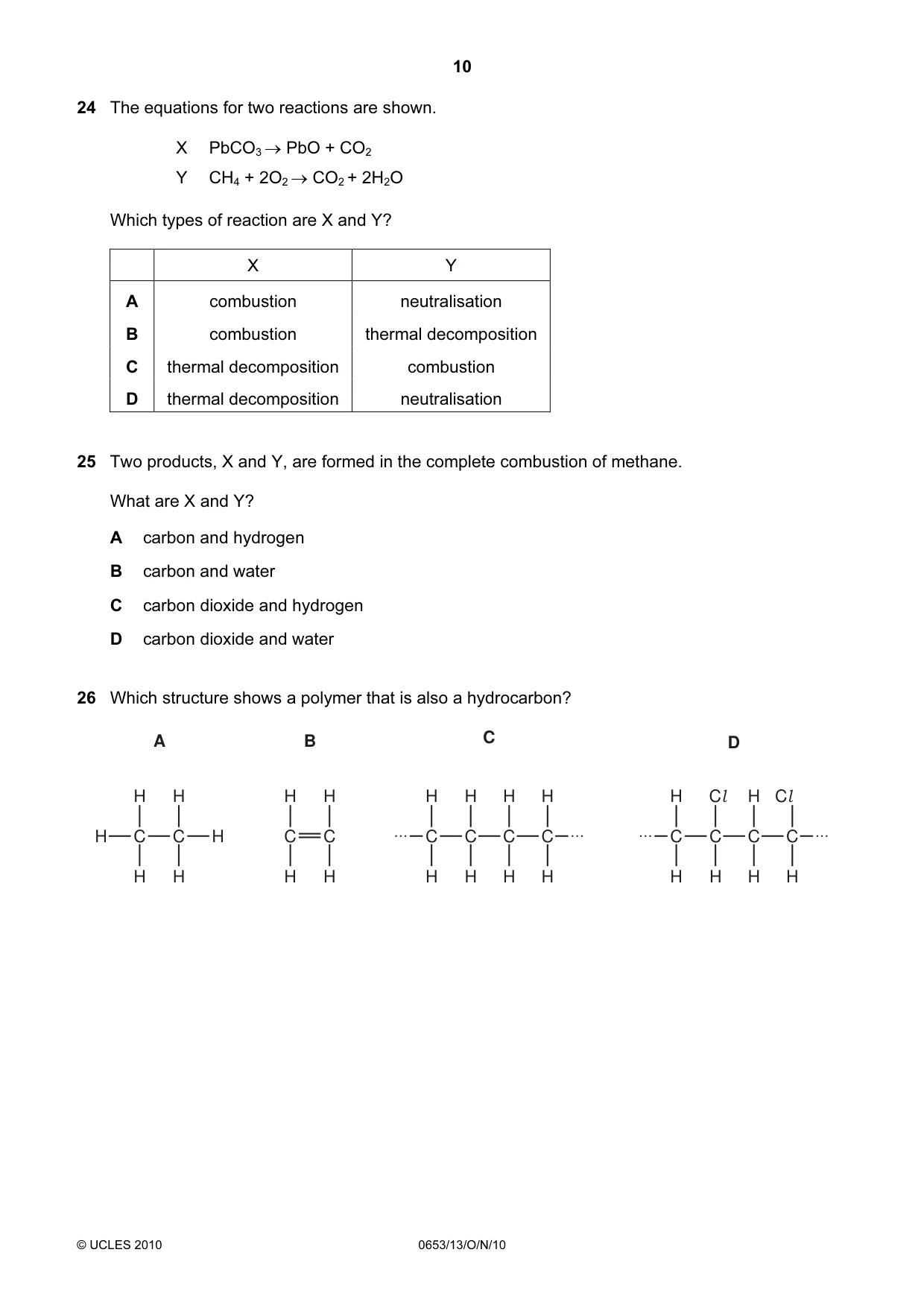 Cambridge IGCSE Science - Combined 0653 2010 Oct/Nov Paper 1 · Variant 3 question paper, page 10 of 20