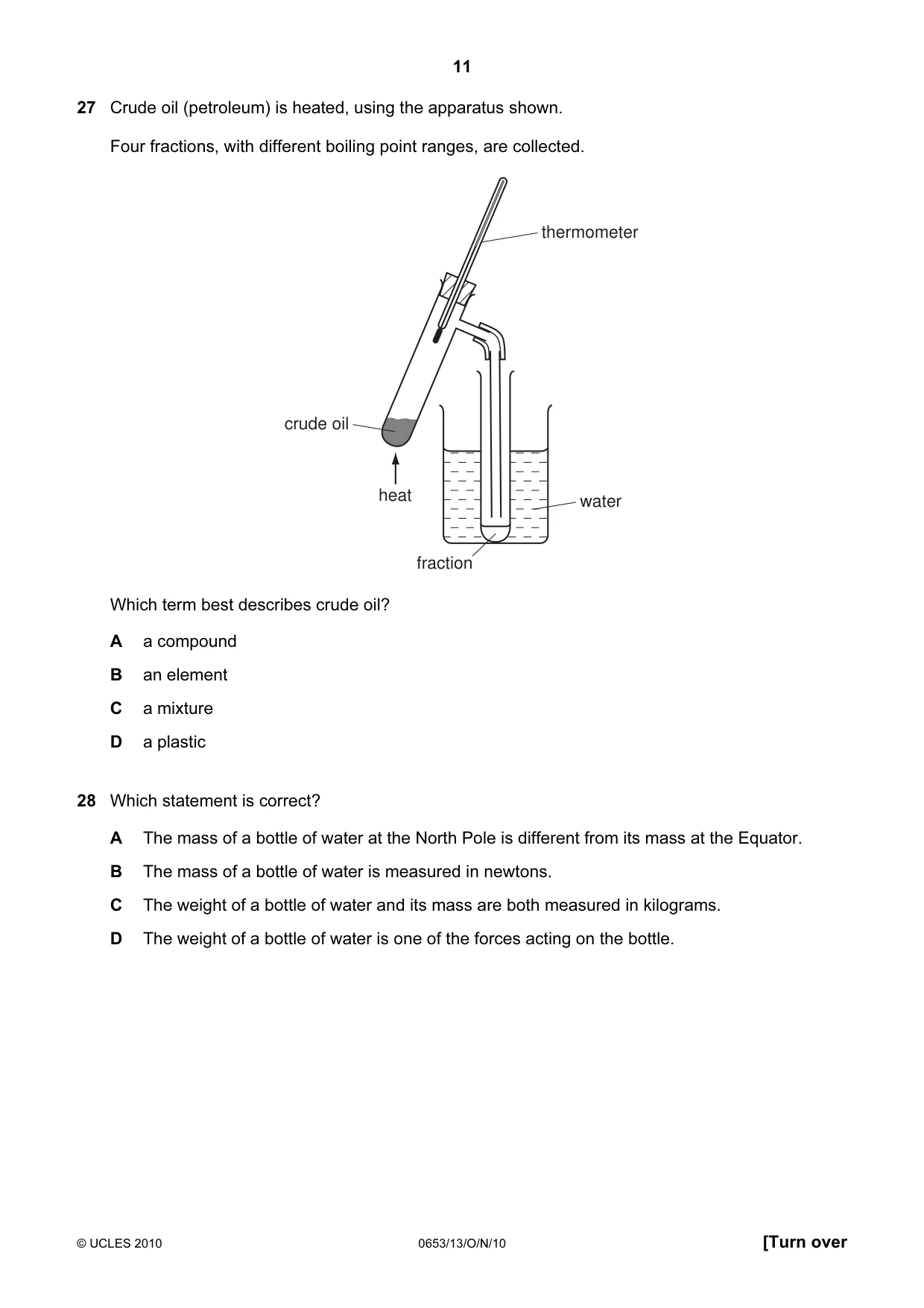 Cambridge IGCSE Science - Combined 0653 2010 Oct/Nov Paper 1 · Variant 3 question paper, page 11 of 20