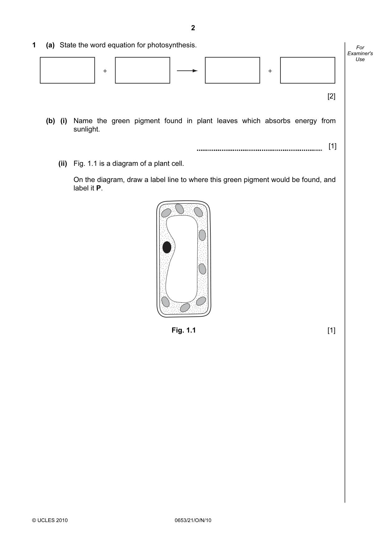 Cambridge IGCSE Science - Combined 0653 2010 Oct/Nov Paper 2 · Variant 1 question paper, page 2 of 20