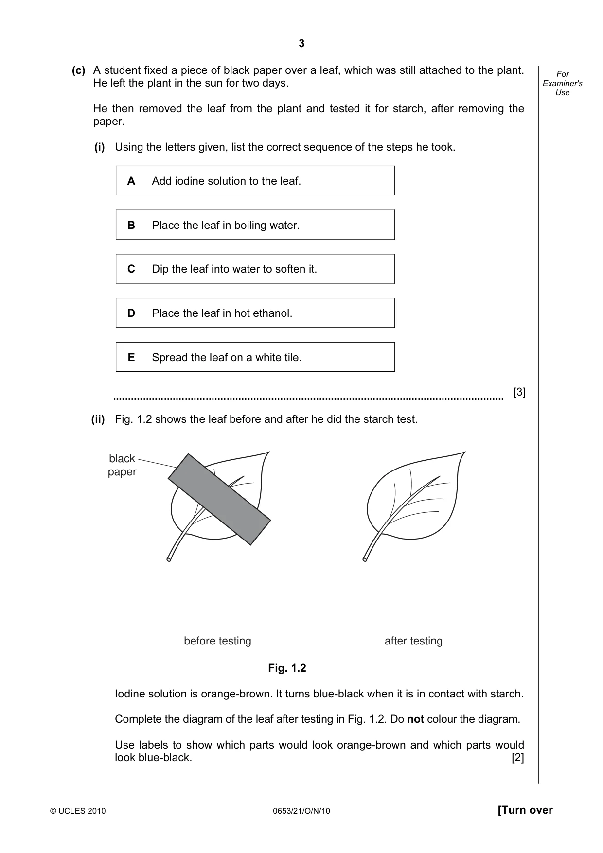 Cambridge IGCSE Science - Combined 0653 2010 Oct/Nov Paper 2 · Variant 1 question paper, page 3 of 20