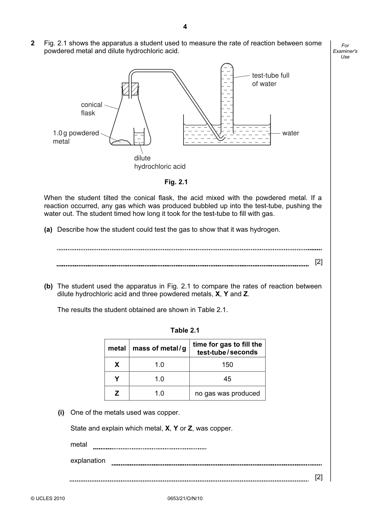 Cambridge IGCSE Science - Combined 0653 2010 Oct/Nov Paper 2 · Variant 1 question paper, page 4 of 20