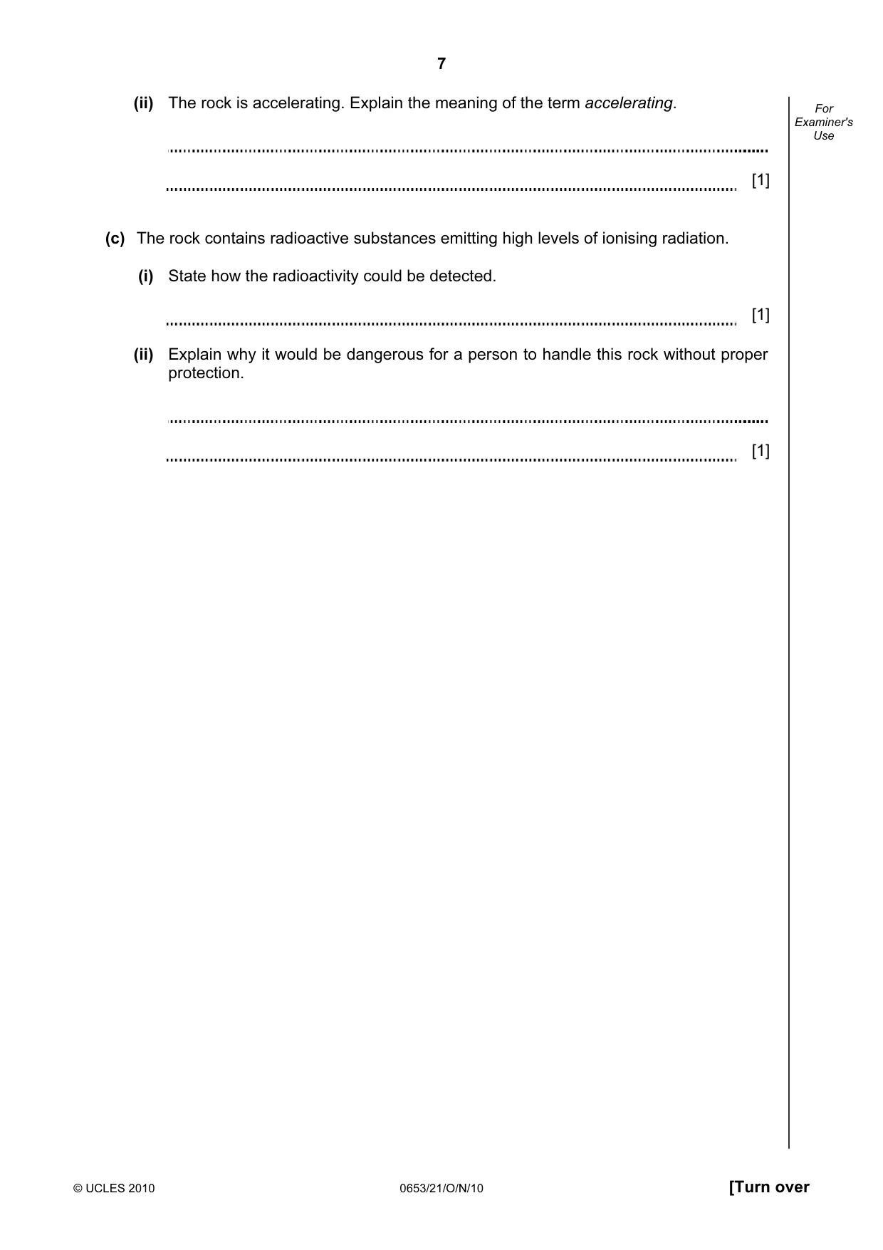 Cambridge IGCSE Science - Combined 0653 2010 Oct/Nov Paper 2 · Variant 1 question paper, page 7 of 20