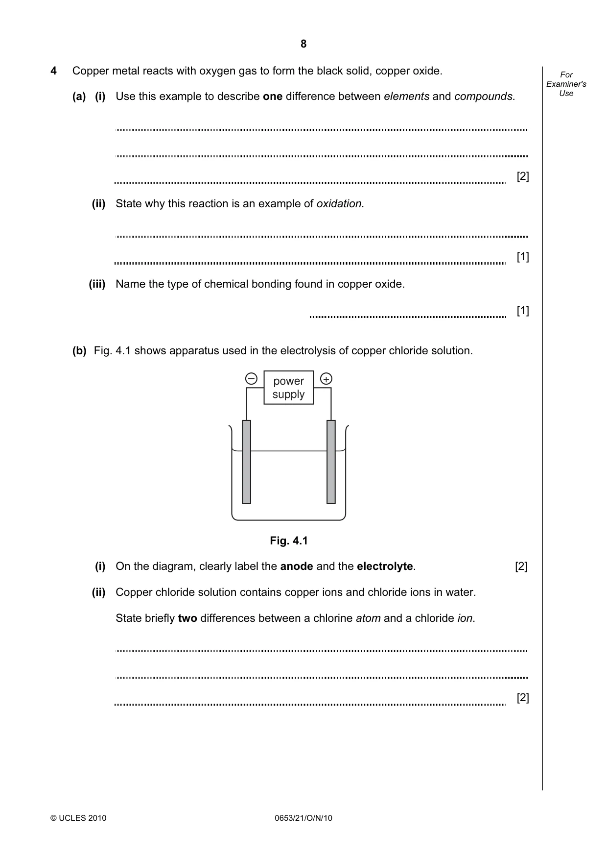 Cambridge IGCSE Science - Combined 0653 2010 Oct/Nov Paper 2 · Variant 1 question paper, page 8 of 20