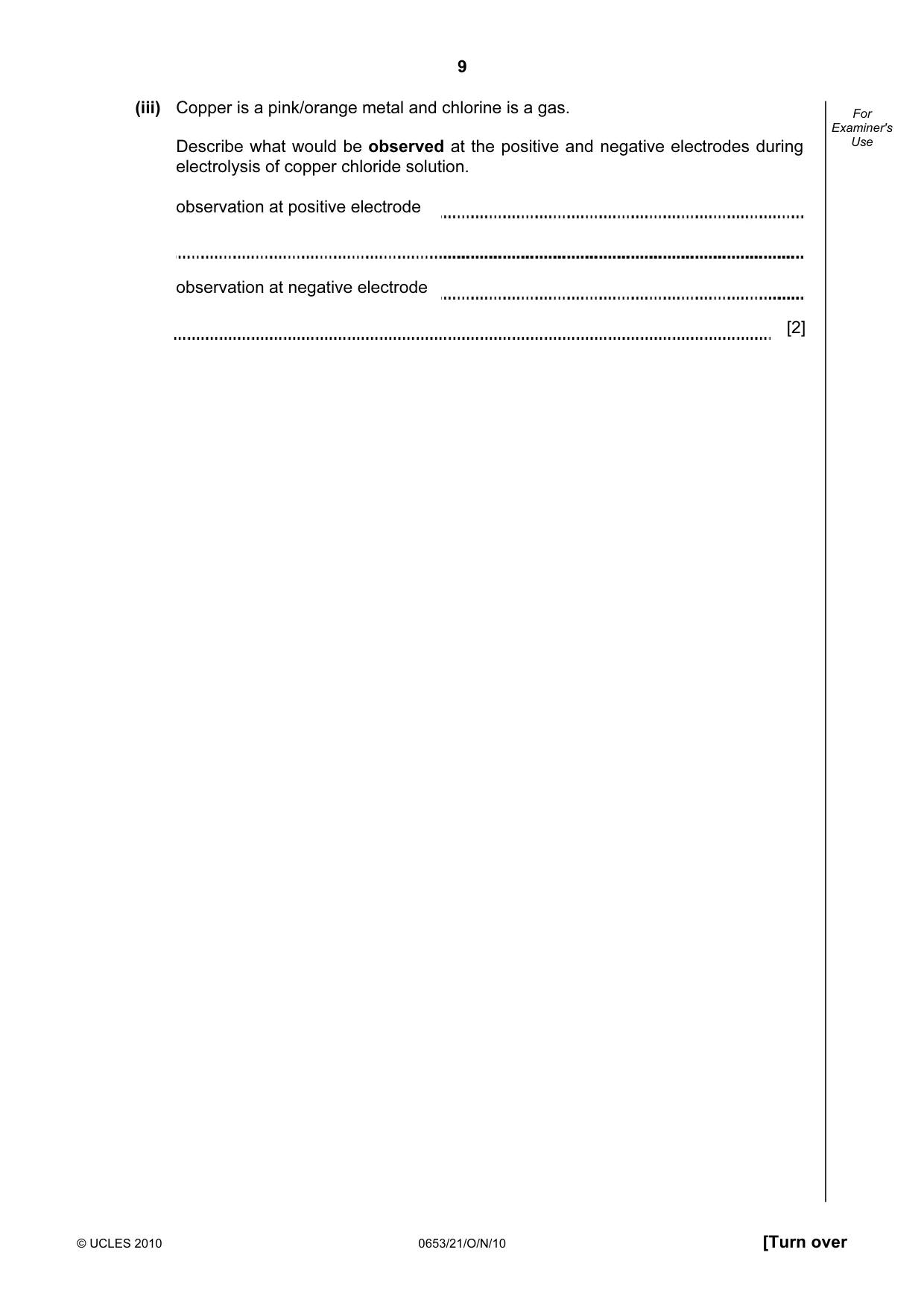 Cambridge IGCSE Science - Combined 0653 2010 Oct/Nov Paper 2 · Variant 1 question paper, page 9 of 20