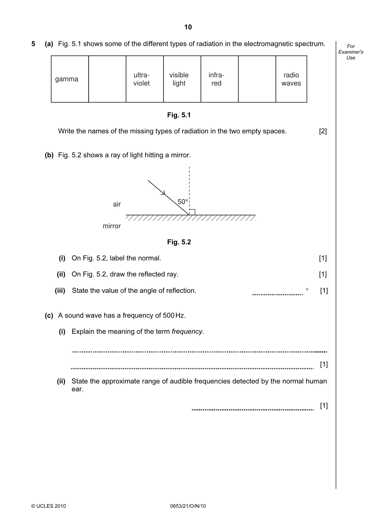 Cambridge IGCSE Science - Combined 0653 2010 Oct/Nov Paper 2 · Variant 1 question paper, page 10 of 20