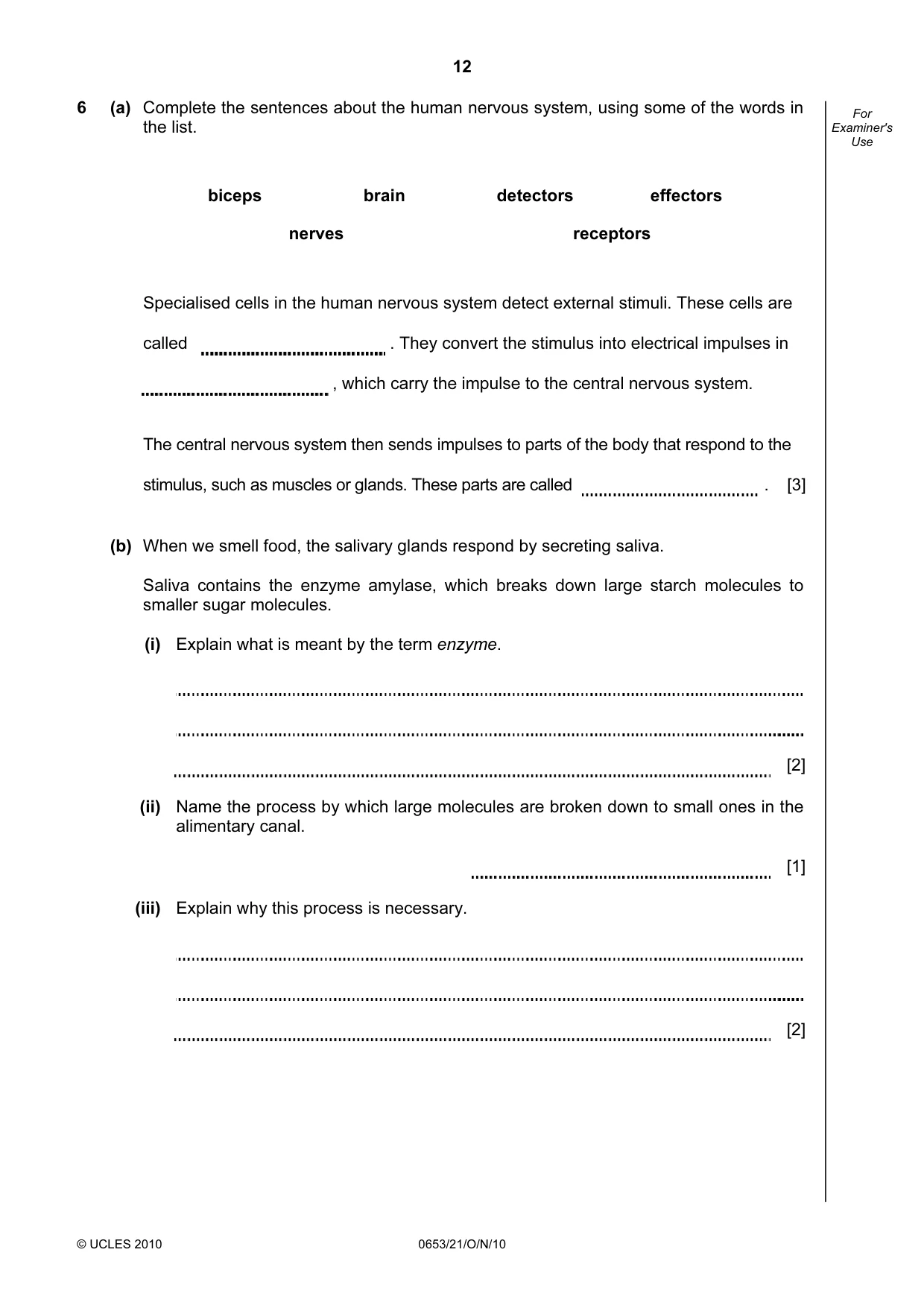 Cambridge IGCSE Science - Combined 0653 2010 Oct/Nov Paper 2 · Variant 1 question paper, page 12 of 20